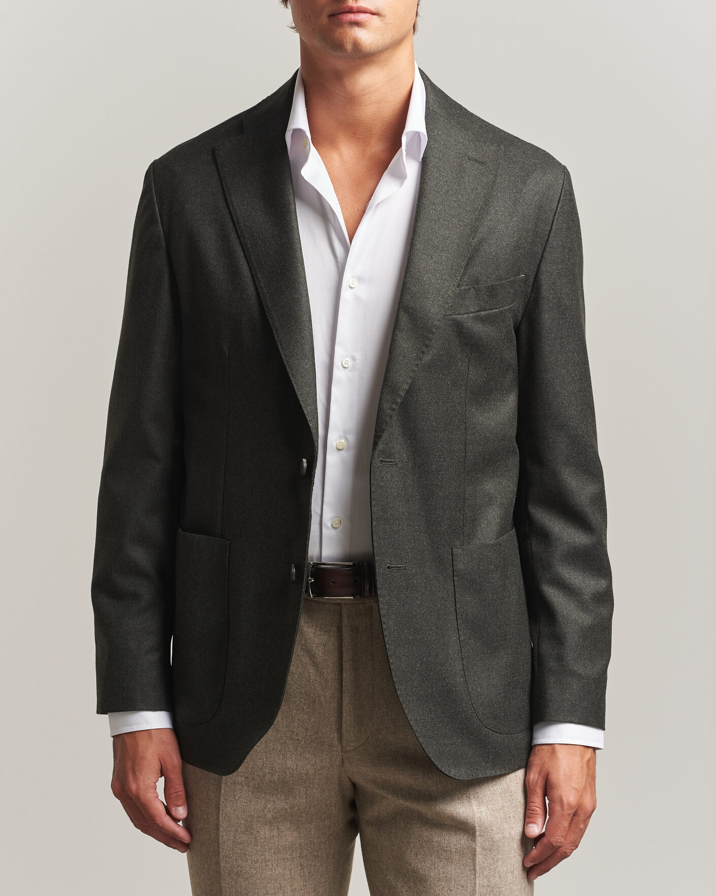 Mies | Pikkutakit | Eton | Wool Flannel Soft Jacket Dark Green