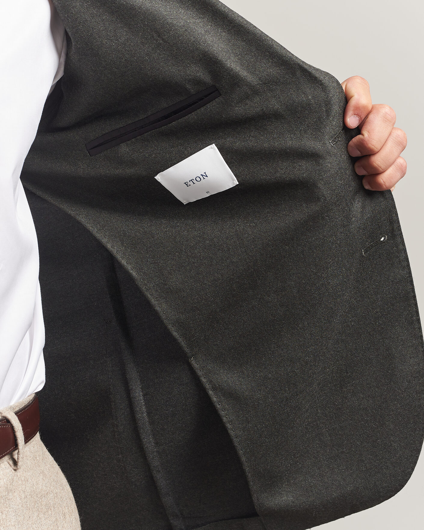 Mies | Pikkutakit | Eton | Wool Flannel Soft Jacket Dark Green