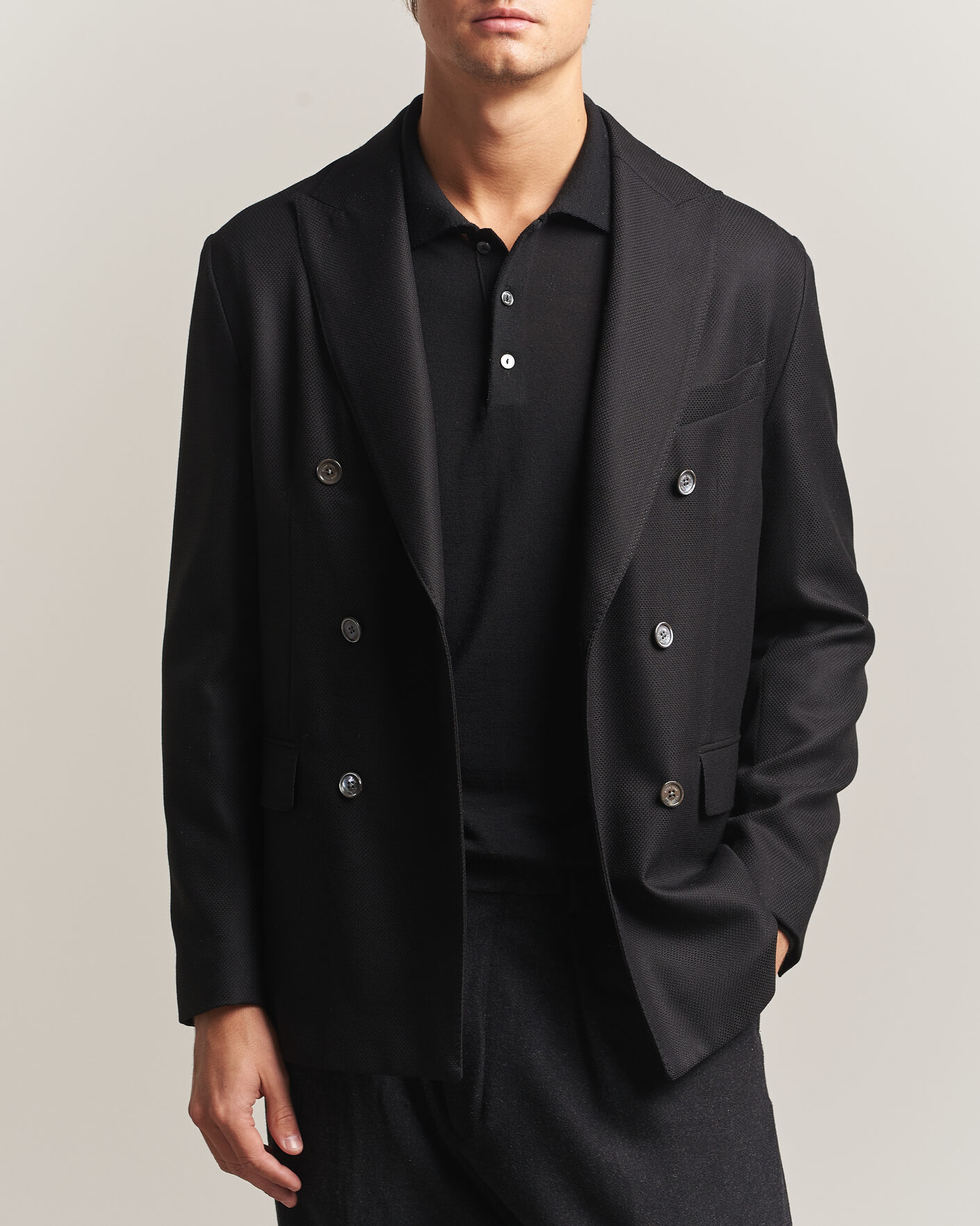 Mies | Pikkutakit | Eton | Double Breasted Hopsack Soft jacket Black