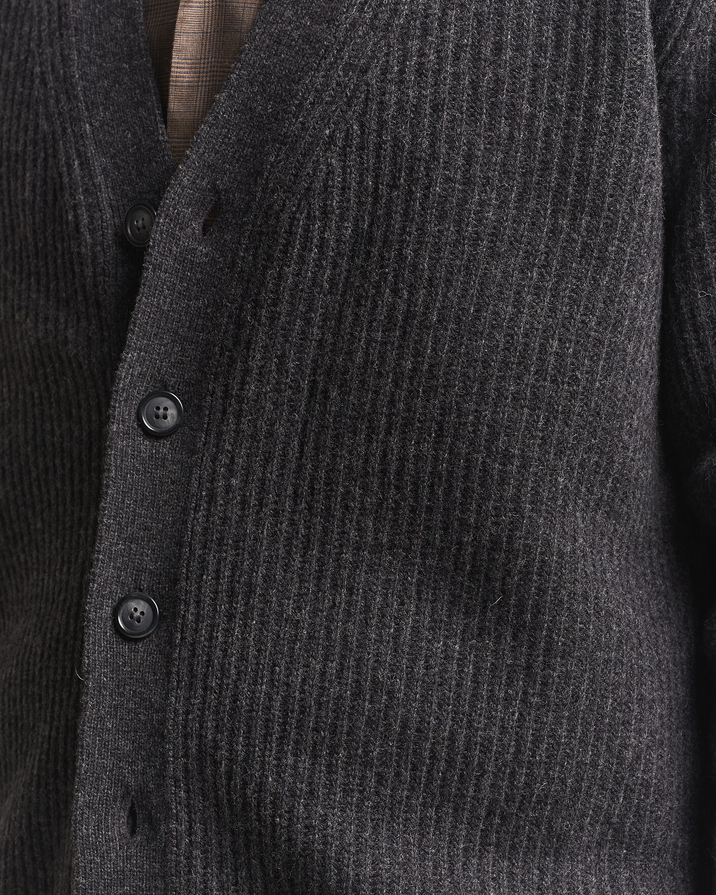 Mies | Puserot | Eton | Merino Wool Rib Cardigan Dark Grey