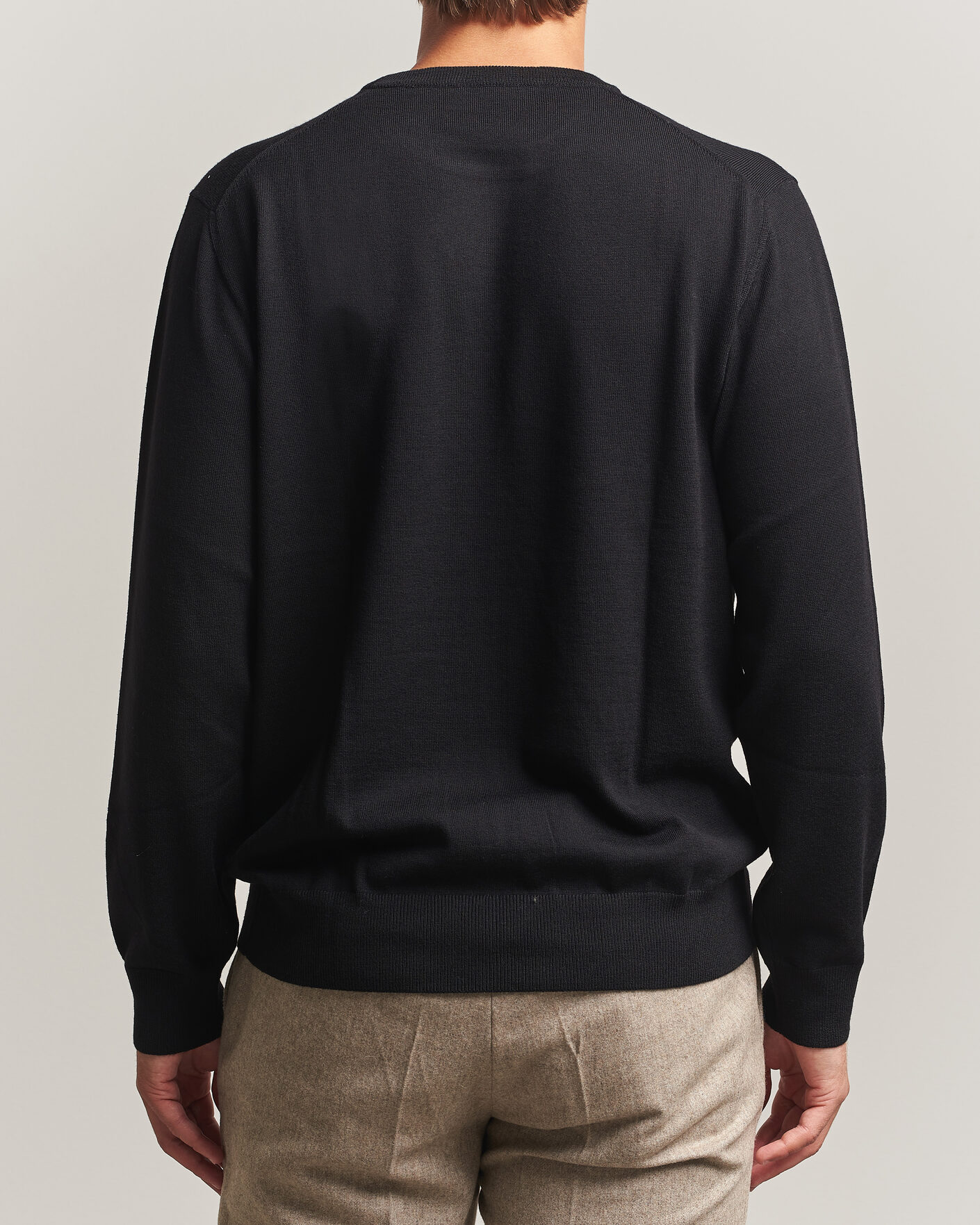 Mies | Puserot | Eton | Merino Wool Knitted Crew Neck Black