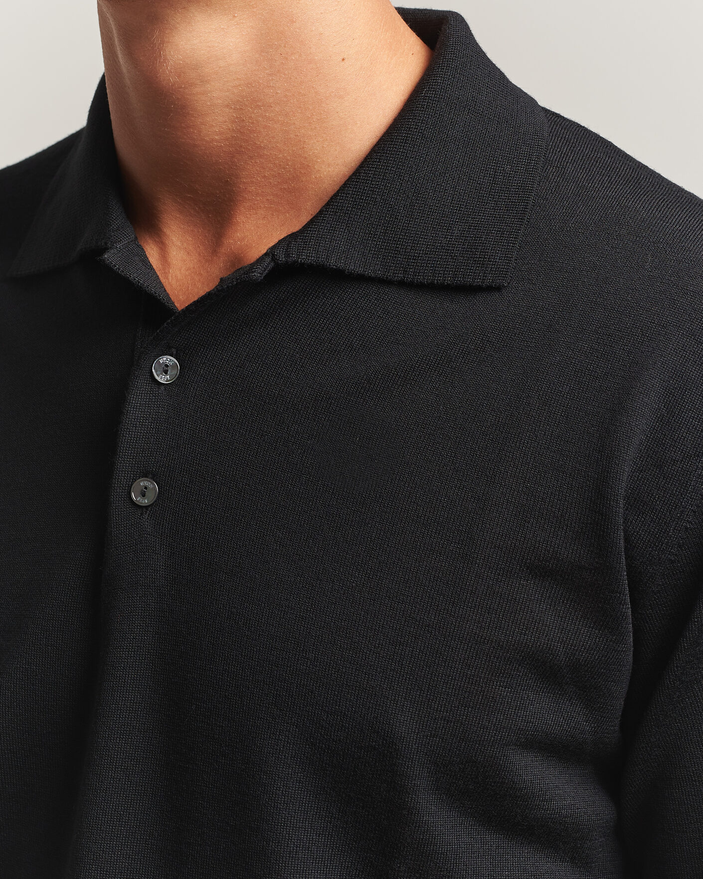 Mies | Puserot | Eton | Merino Wool Knitted Polo Black