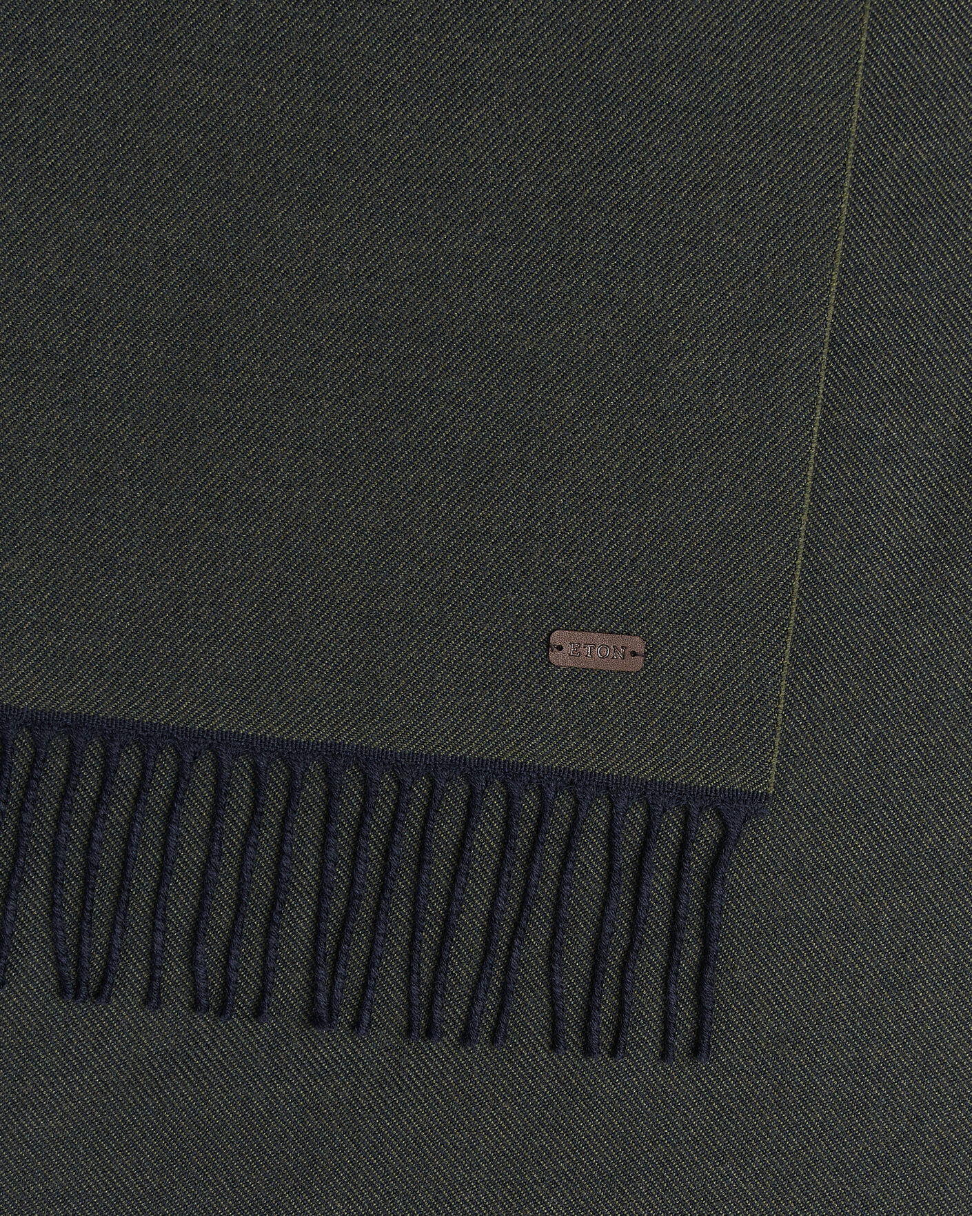 Mies | Kaulaliinat | Eton | Twill Merino Wool Scarf Dark Green