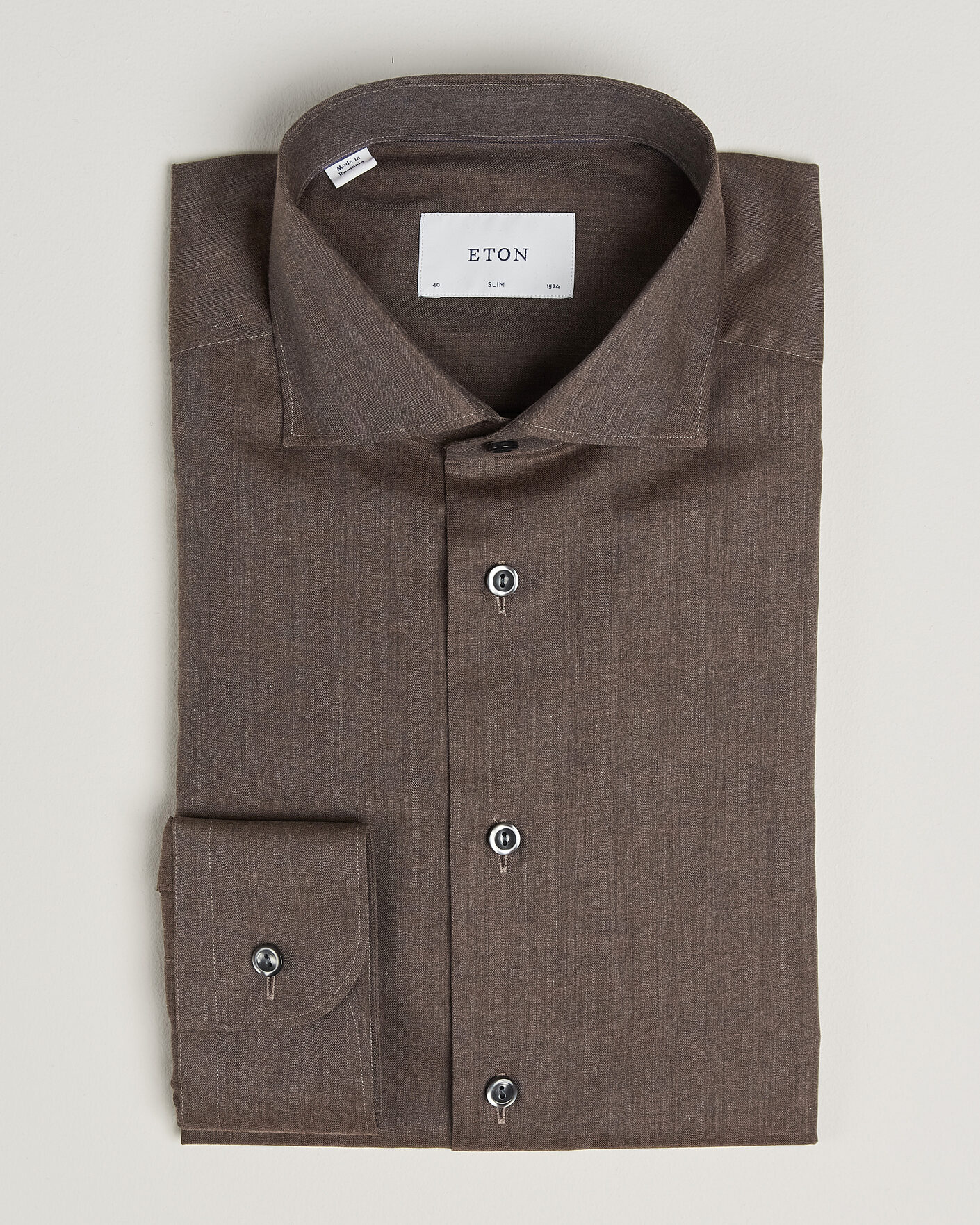 Mies | Kauluspaidat | Eton | Slim Fit Signature Flannel Shirt Brown