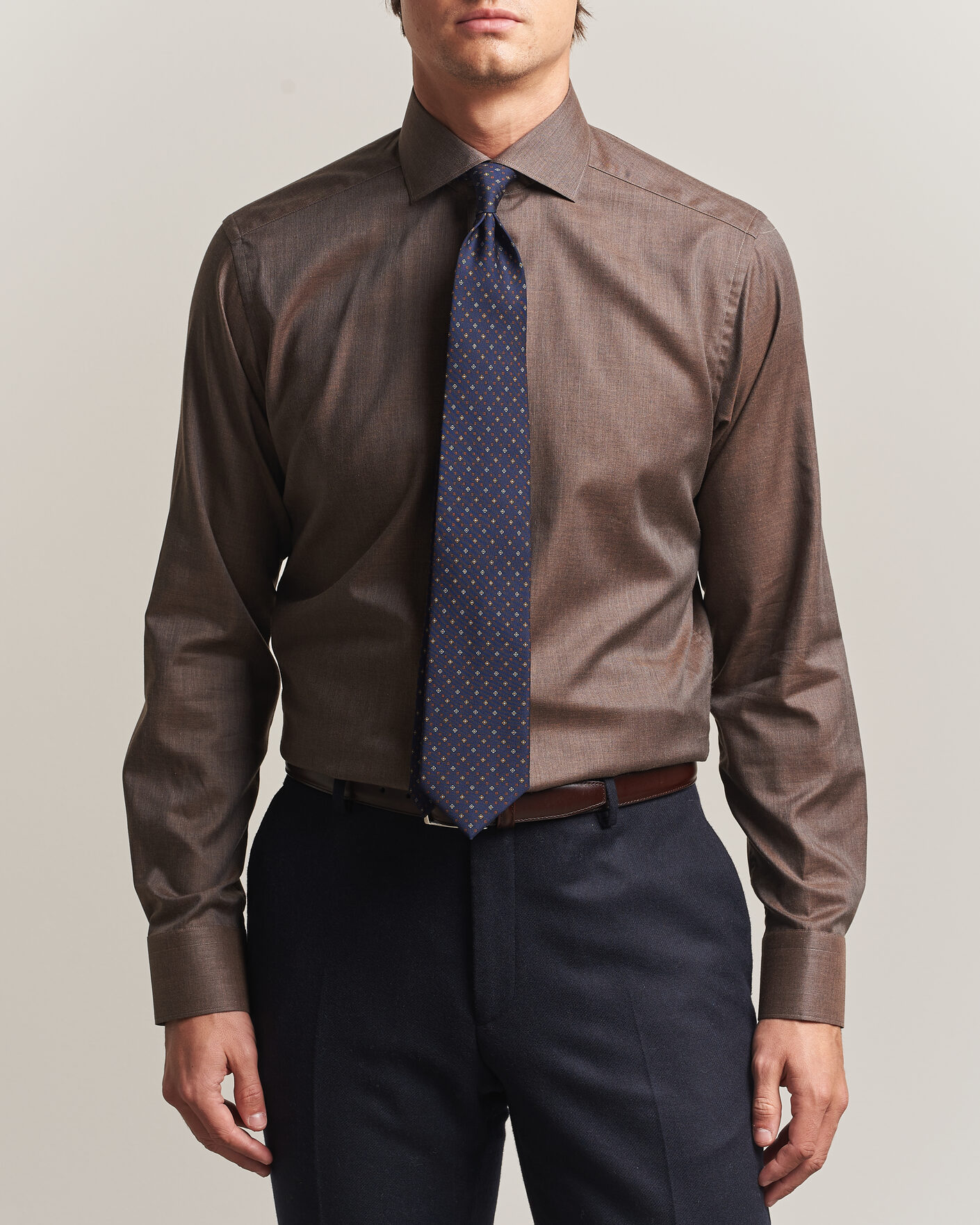 Mies | Kauluspaidat | Eton | Slim Fit Signature Flannel Shirt Brown