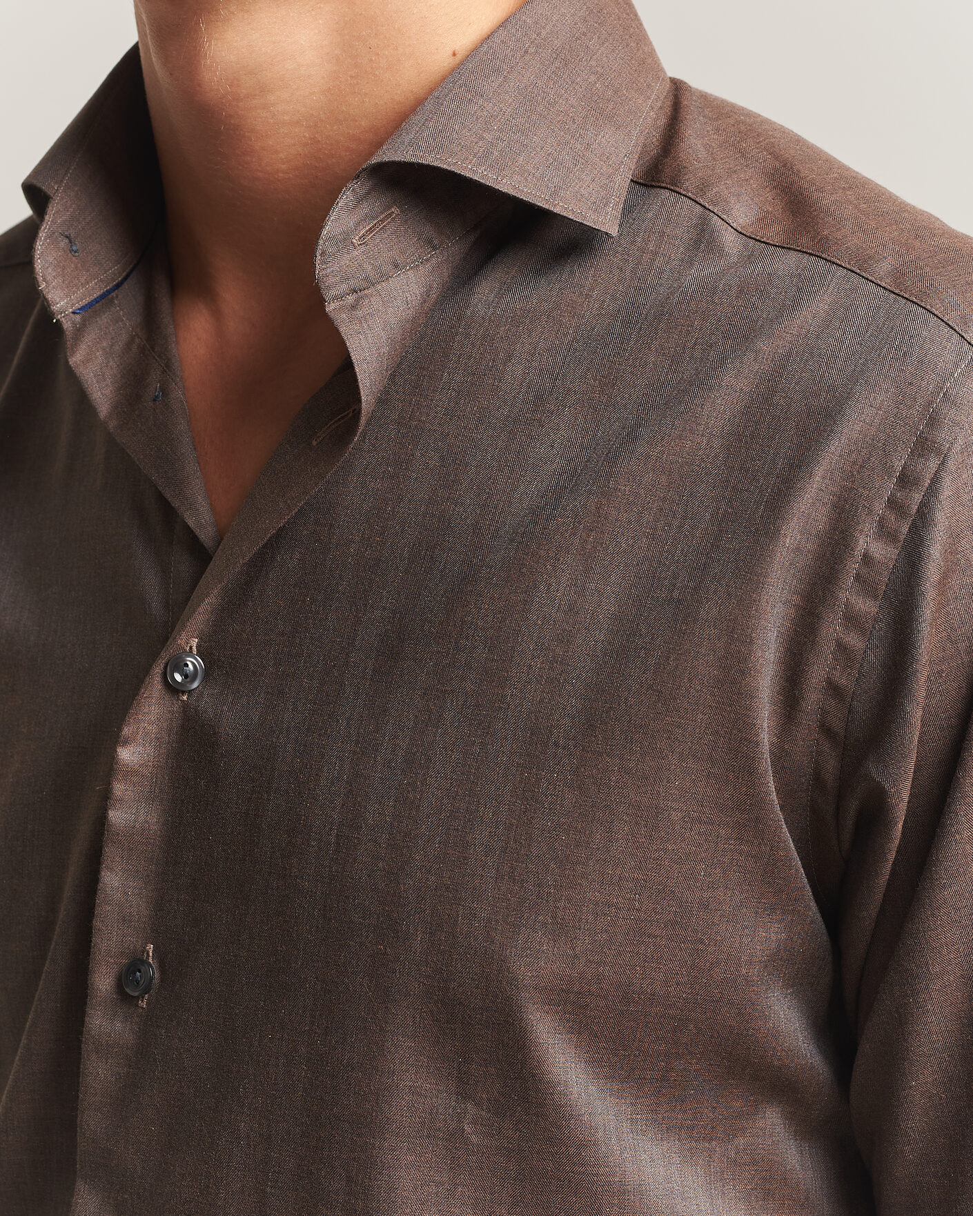 Mies | Kauluspaidat | Eton | Slim Fit Signature Flannel Shirt Brown