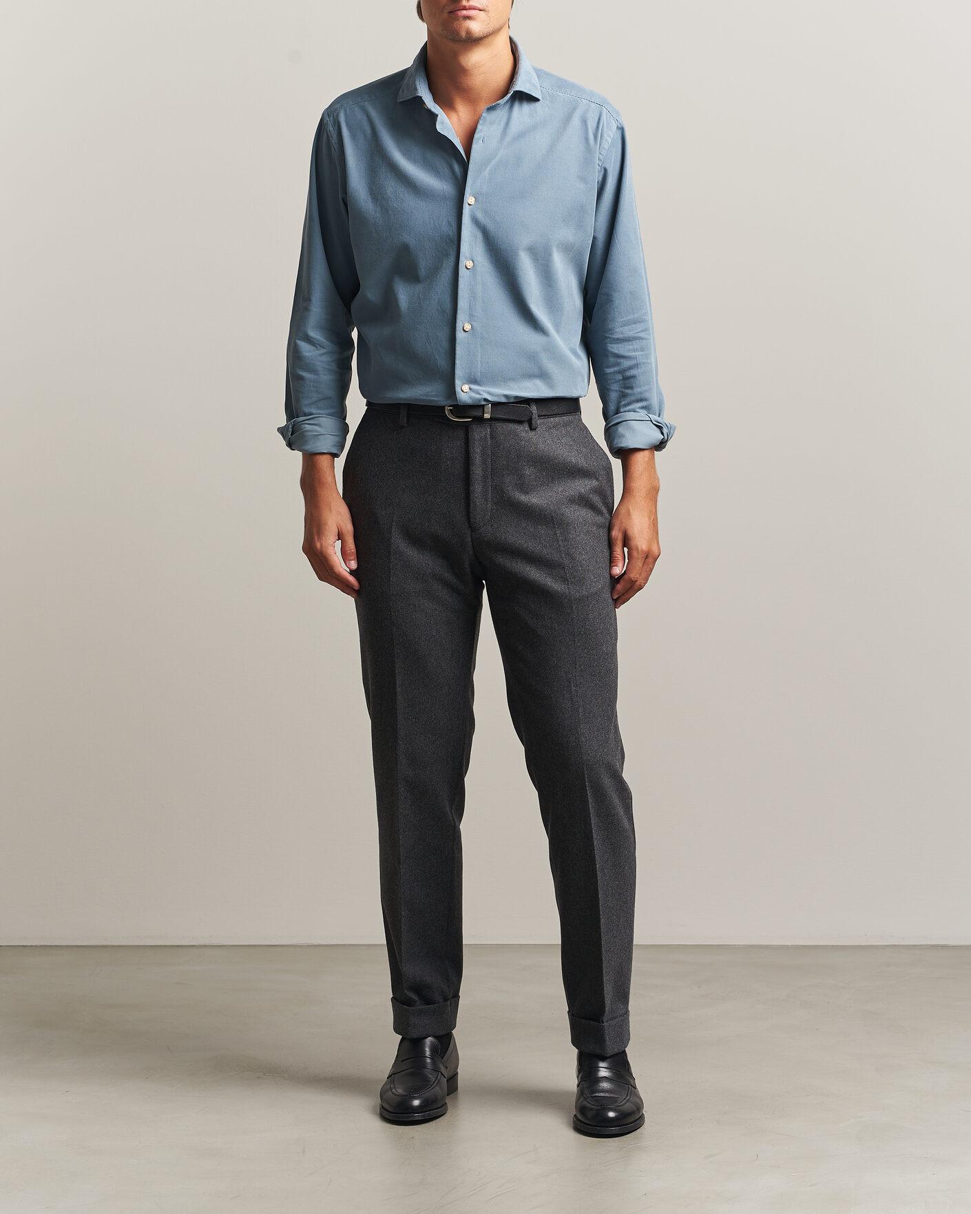 Mies | Kauluspaidat | Eton | Casual Fit Corduroy Shirt Blue