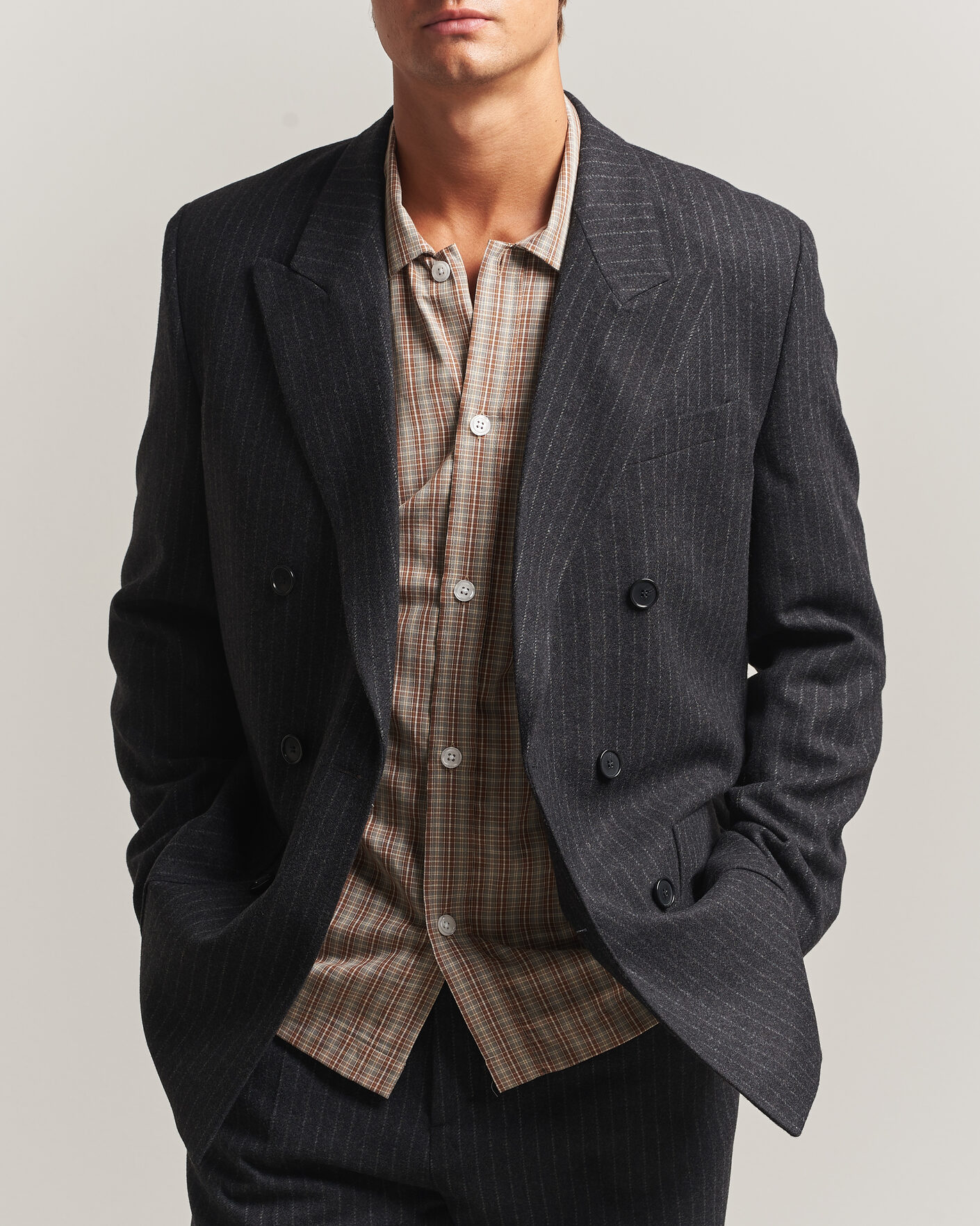 Mies | Pikkutakit | Filippa K | Michael Wool Flannel Pinstriped Blazer Anthracite