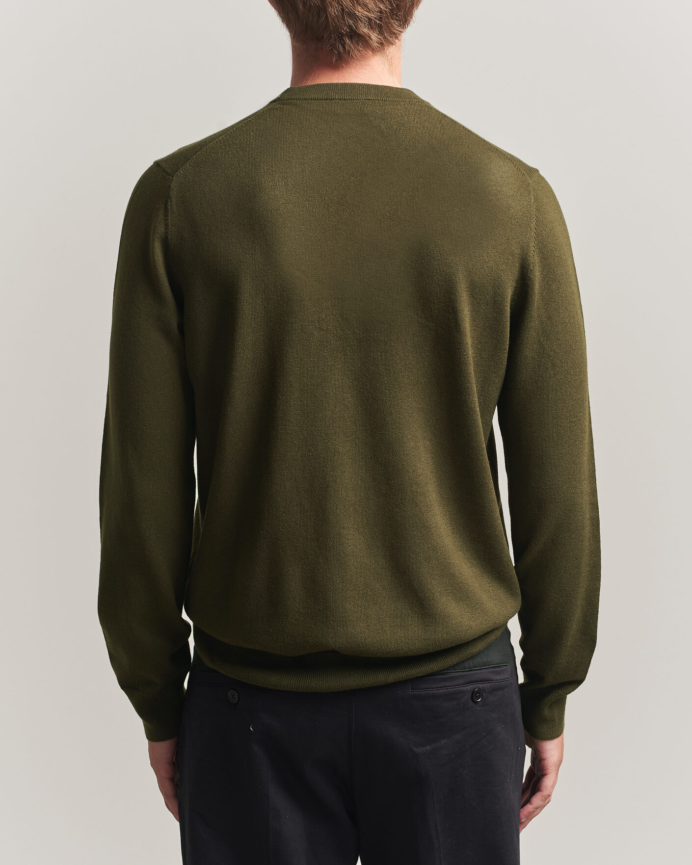 Mies | Puserot | Filippa K | Cotton Merino Knitted Sweater Dark Moss Green