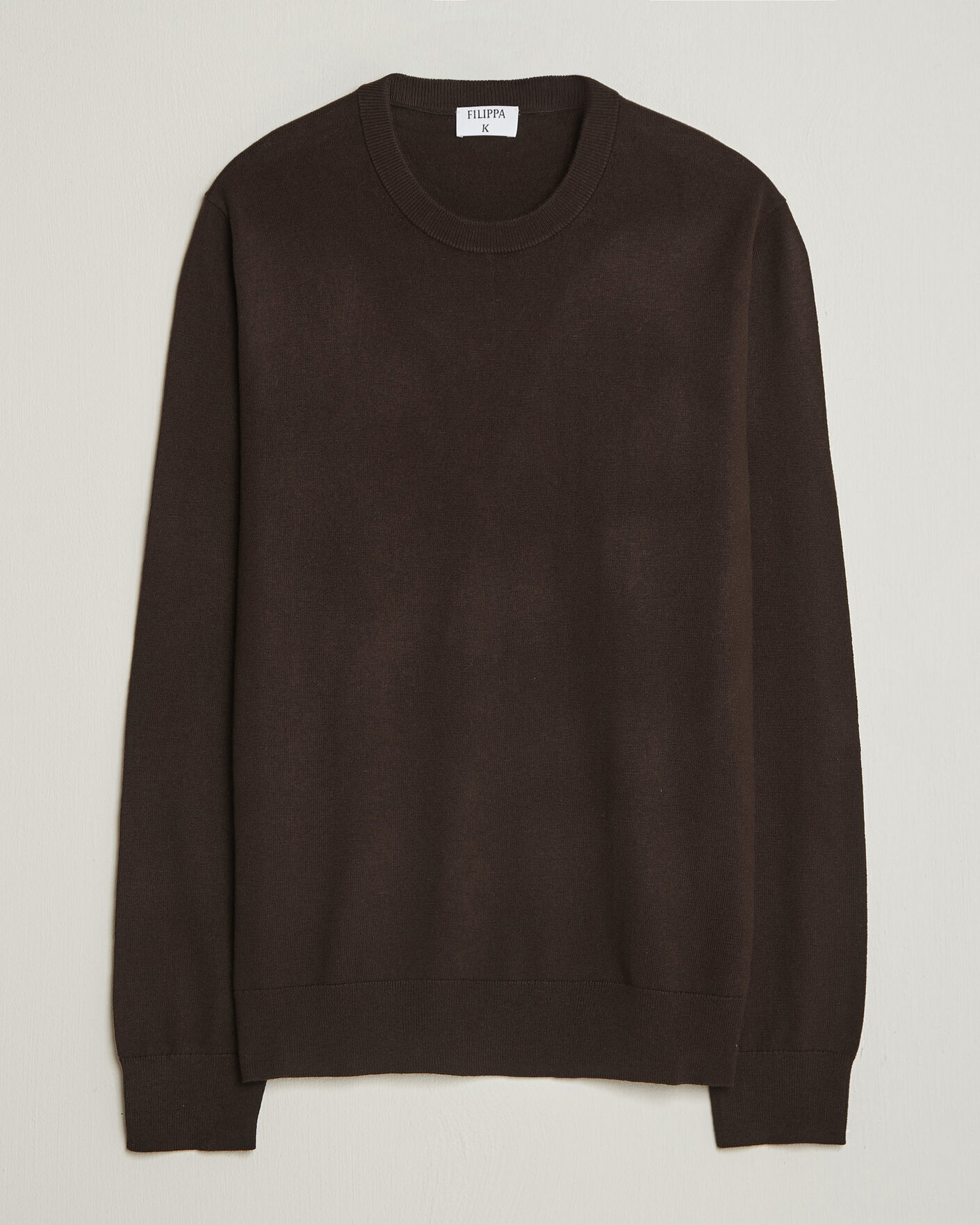 Mies | Puserot | Filippa K | Cotton Merino Knitted Sweater Dark Chocolate