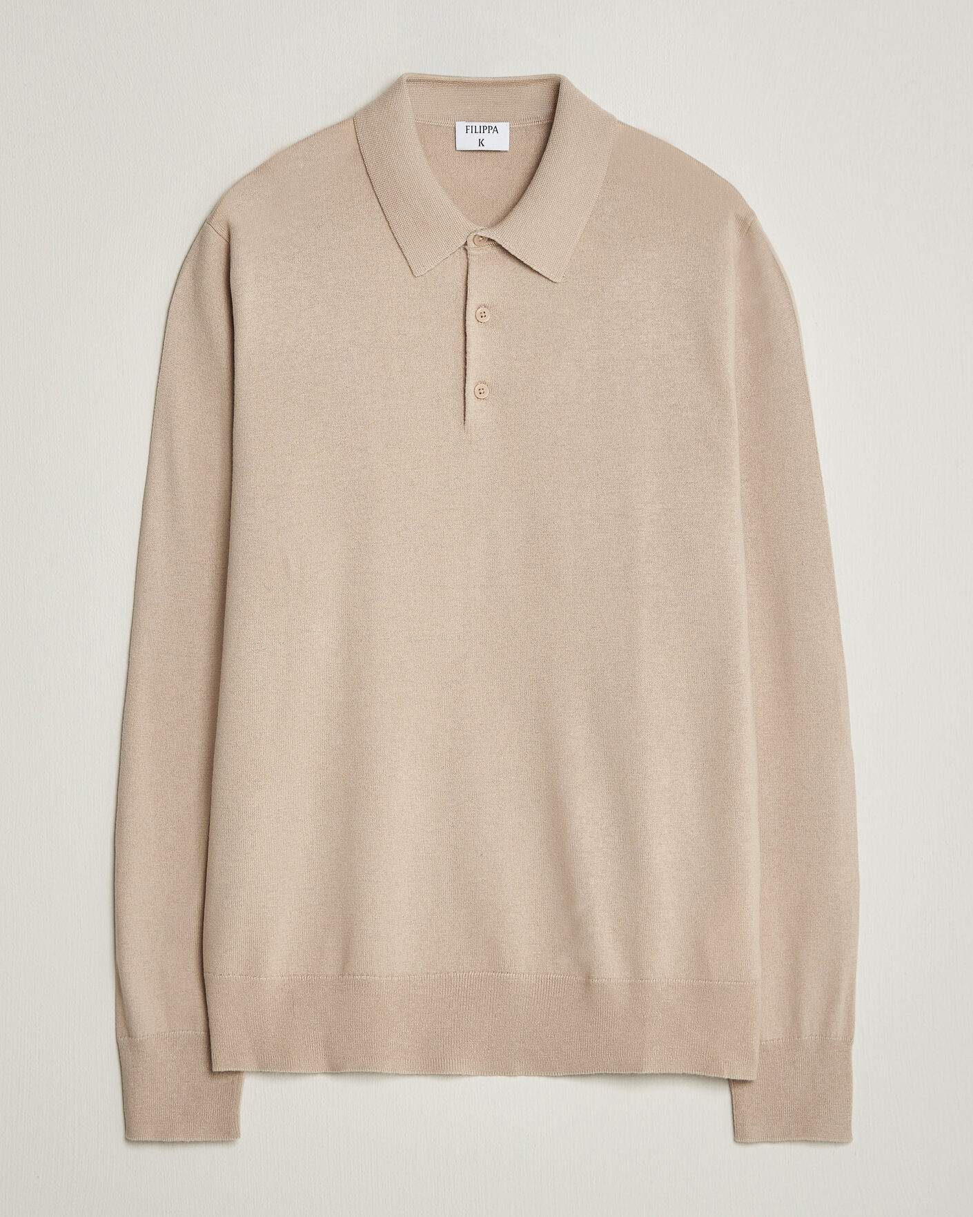 Mies | Puserot | Filippa K | Knitted Polo Shirt Pearl Beige