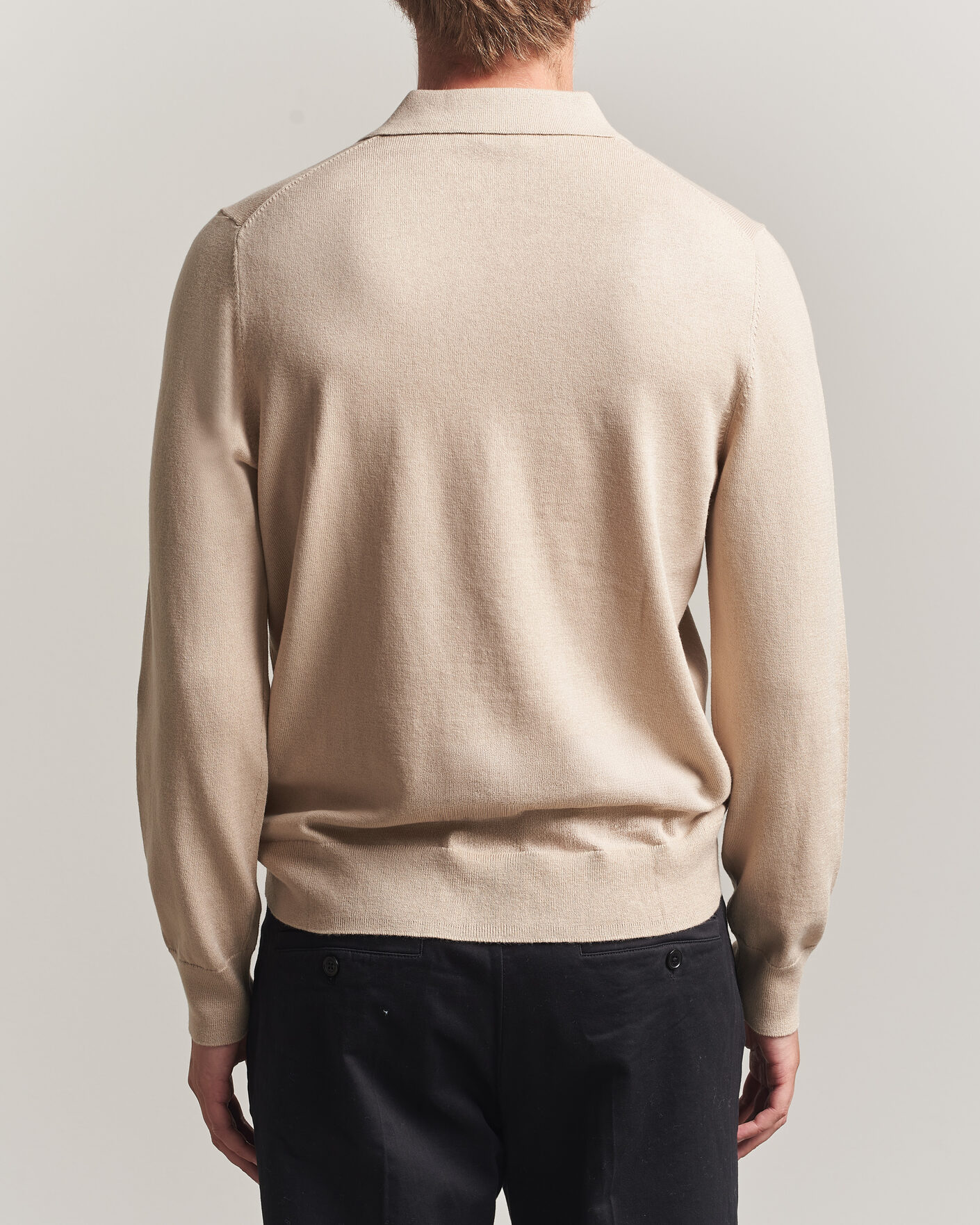 Mies | Puserot | Filippa K | Knitted Polo Shirt Pearl Beige
