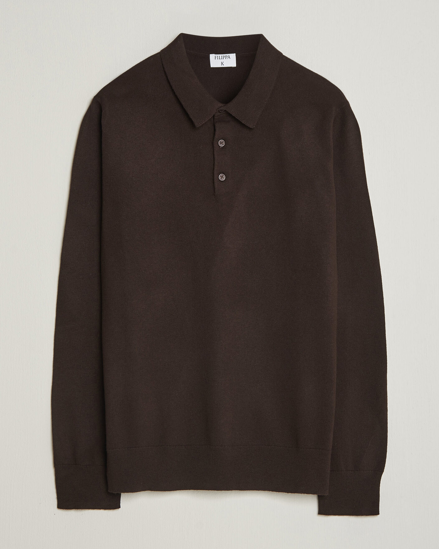 Mies | Puserot | Filippa K | Knitted Polo Shirt Dark Chocolate