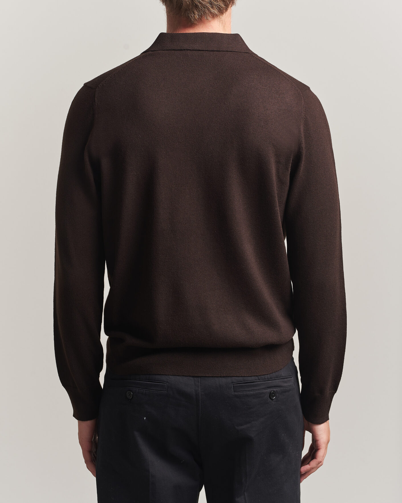 Mies | Puserot | Filippa K | Knitted Polo Shirt Dark Chocolate
