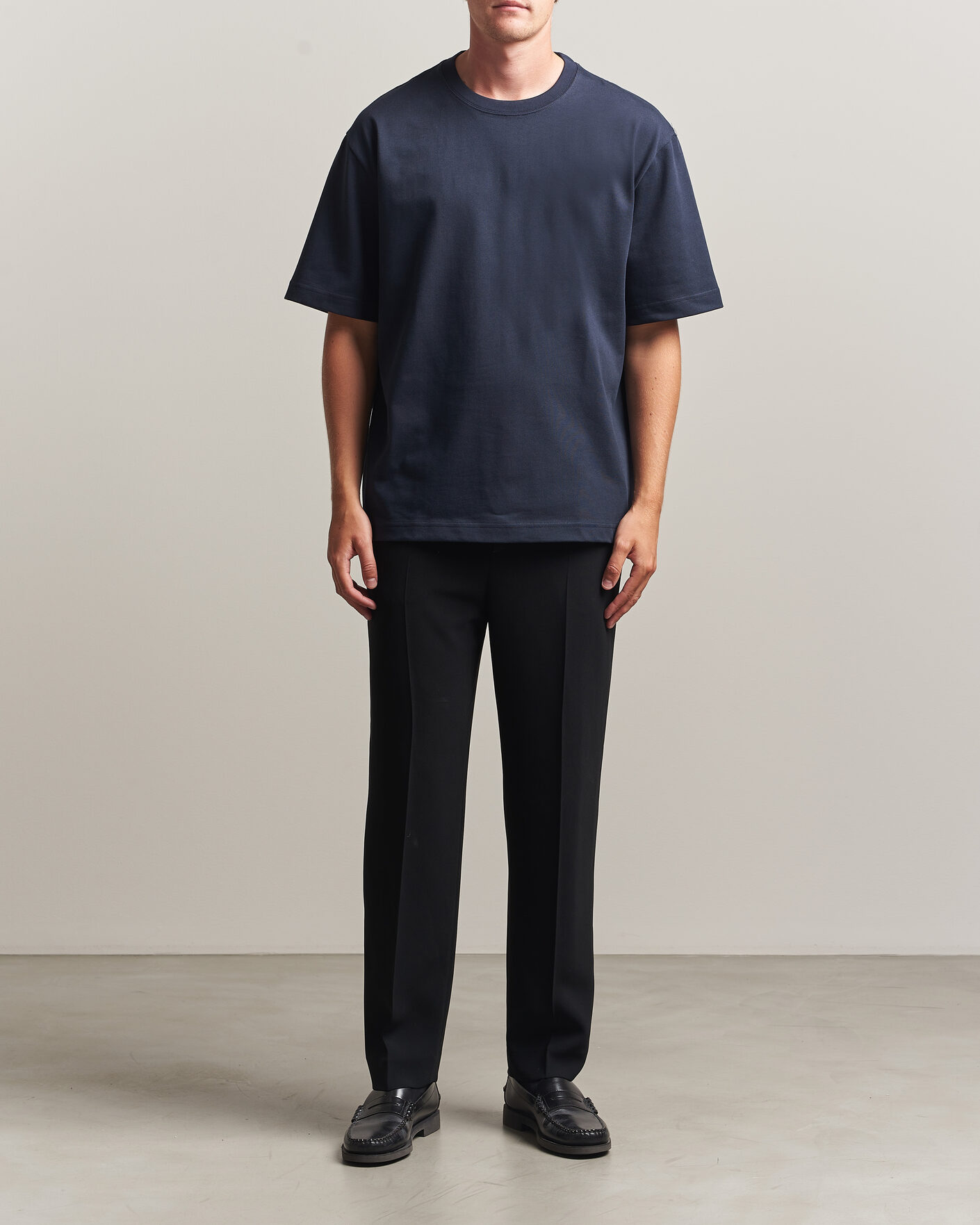 Mies | T-paidat | Filippa K | Heavy Cotton Crew Neck T-Shirt Night Blue
