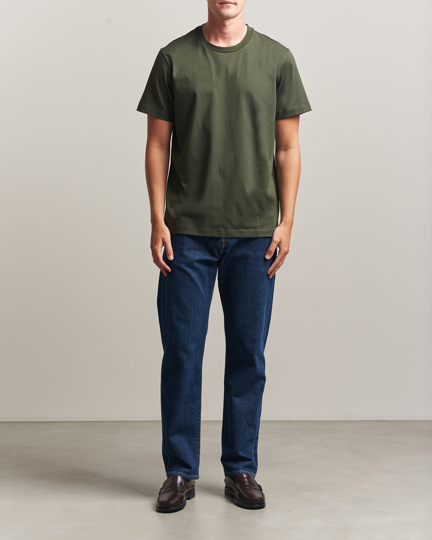 Mies | T-paidat | Filippa K | Filip Crew Neck T-Shirt Night Green