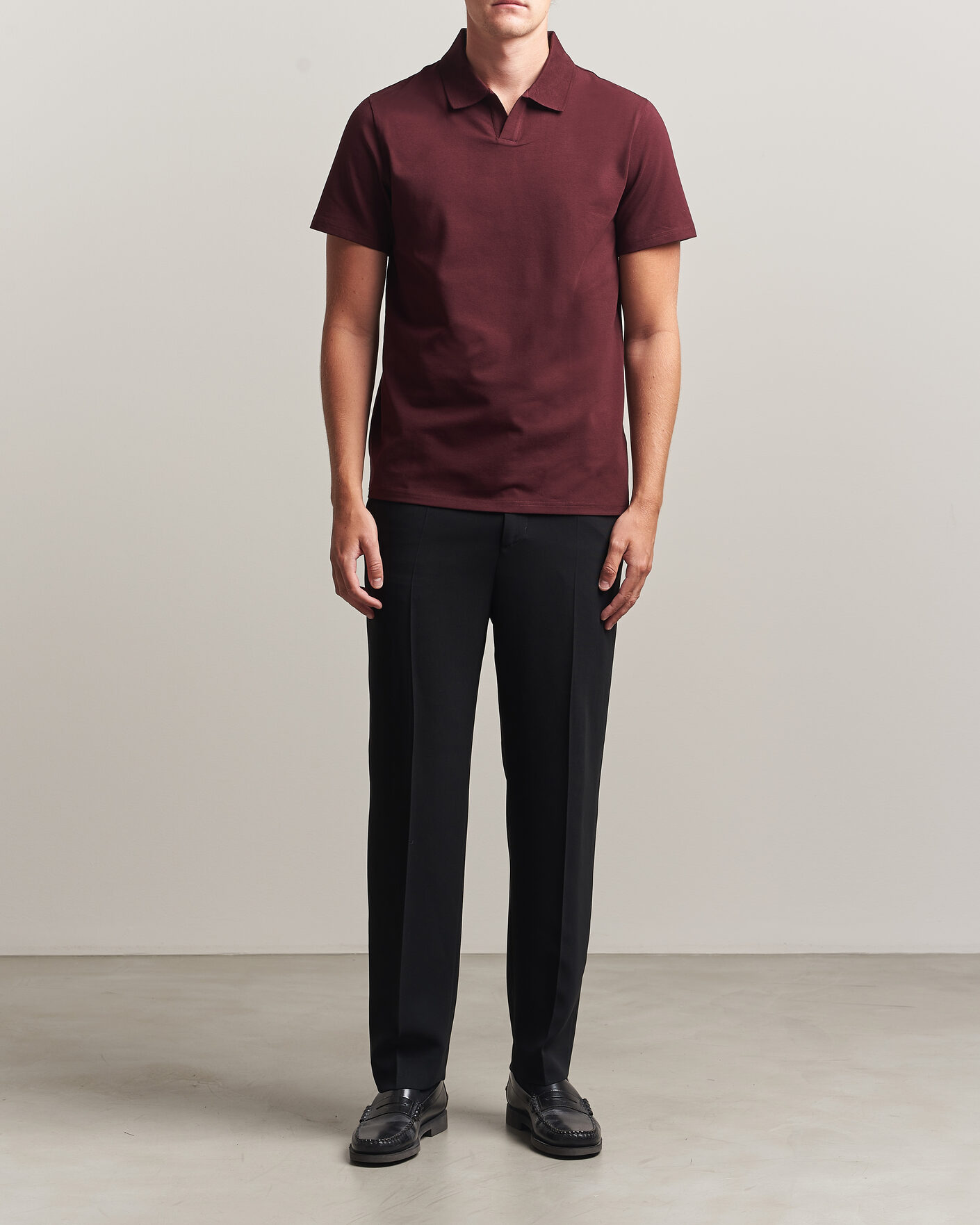 Mies | Pikeet | Filippa K | Soft Lycra Polo T-Shirt Dark Burgundy