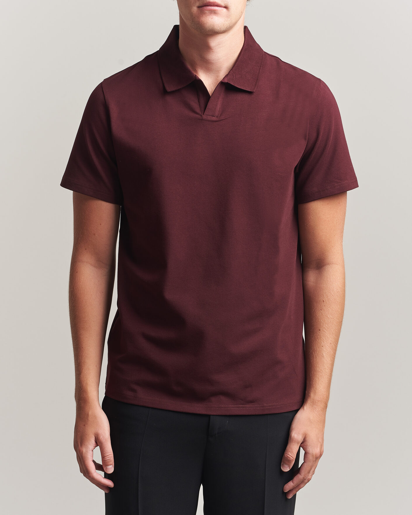 Mies | Pikeet | Filippa K | Soft Lycra Polo T-Shirt Dark Burgundy