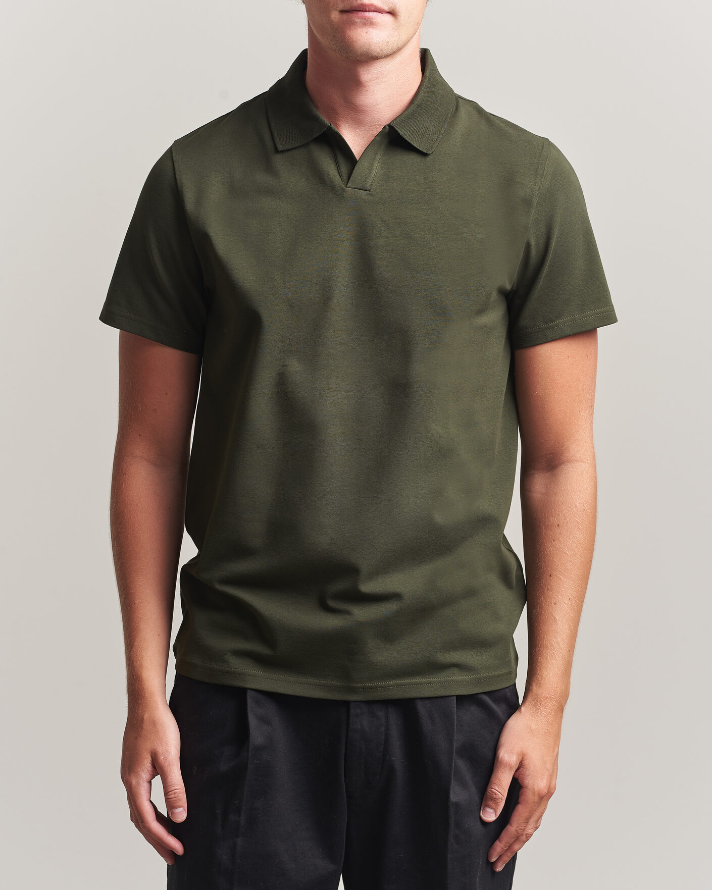 Mies | Pikeet | Filippa K | Soft Lycra Polo T-Shirt Night Green