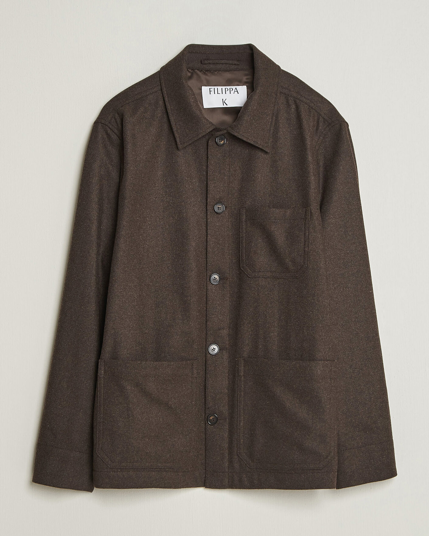 Mies | Kauluspaidat | Filippa K | Taylor Flannel Overshirt Walnut Brown