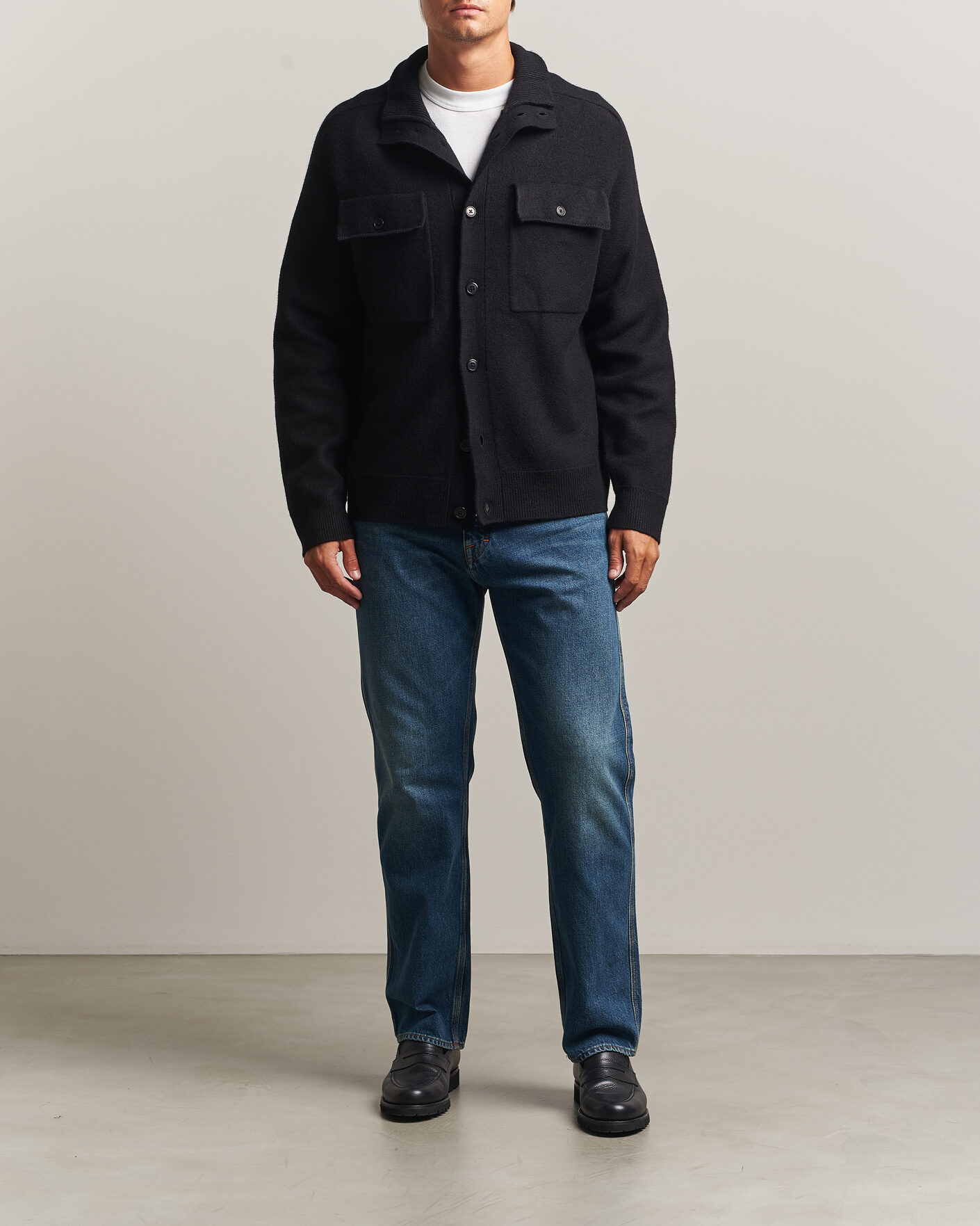 Mies | Puserot | Filippa K | Wool Knitted Cardigan Black
