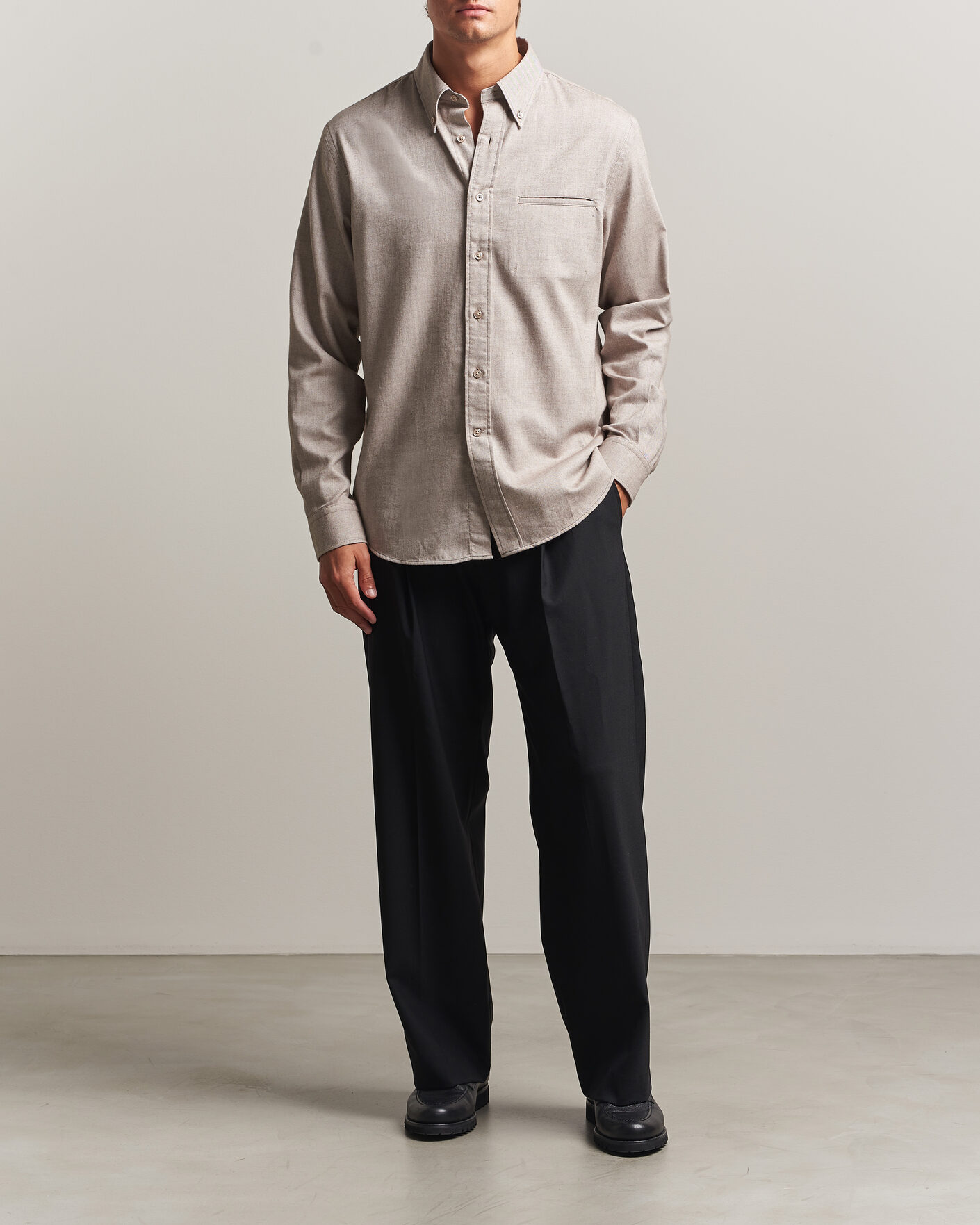 Mies | Kauluspaidat | Filippa K | Zack Flannel Shirt Mid Brown