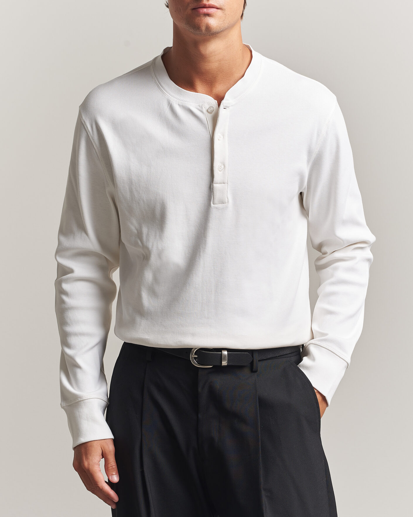 Mies | Puserot | Filippa K | Cotton Rib Henley White
