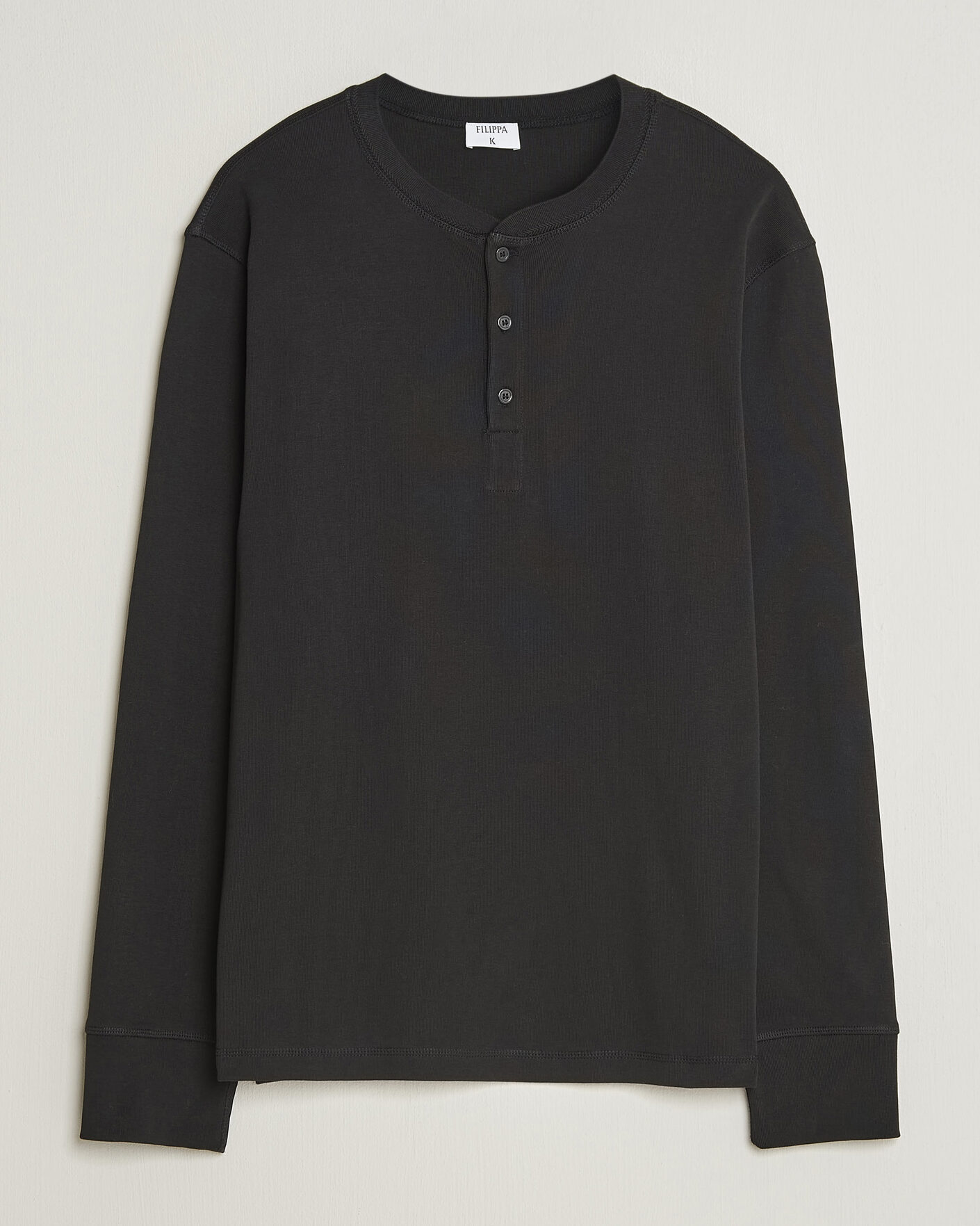 Mies | Puserot | Filippa K | Cotton Rib Henley Black
