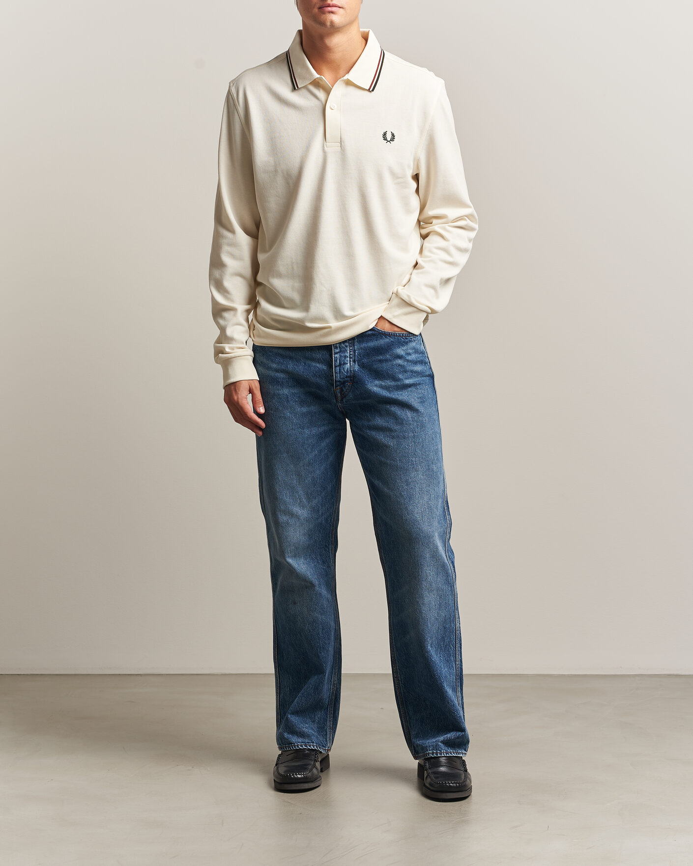 Mies | Pikeet | Fred Perry | Twin Tipped Long Sleeve Polo Shirt Ecru