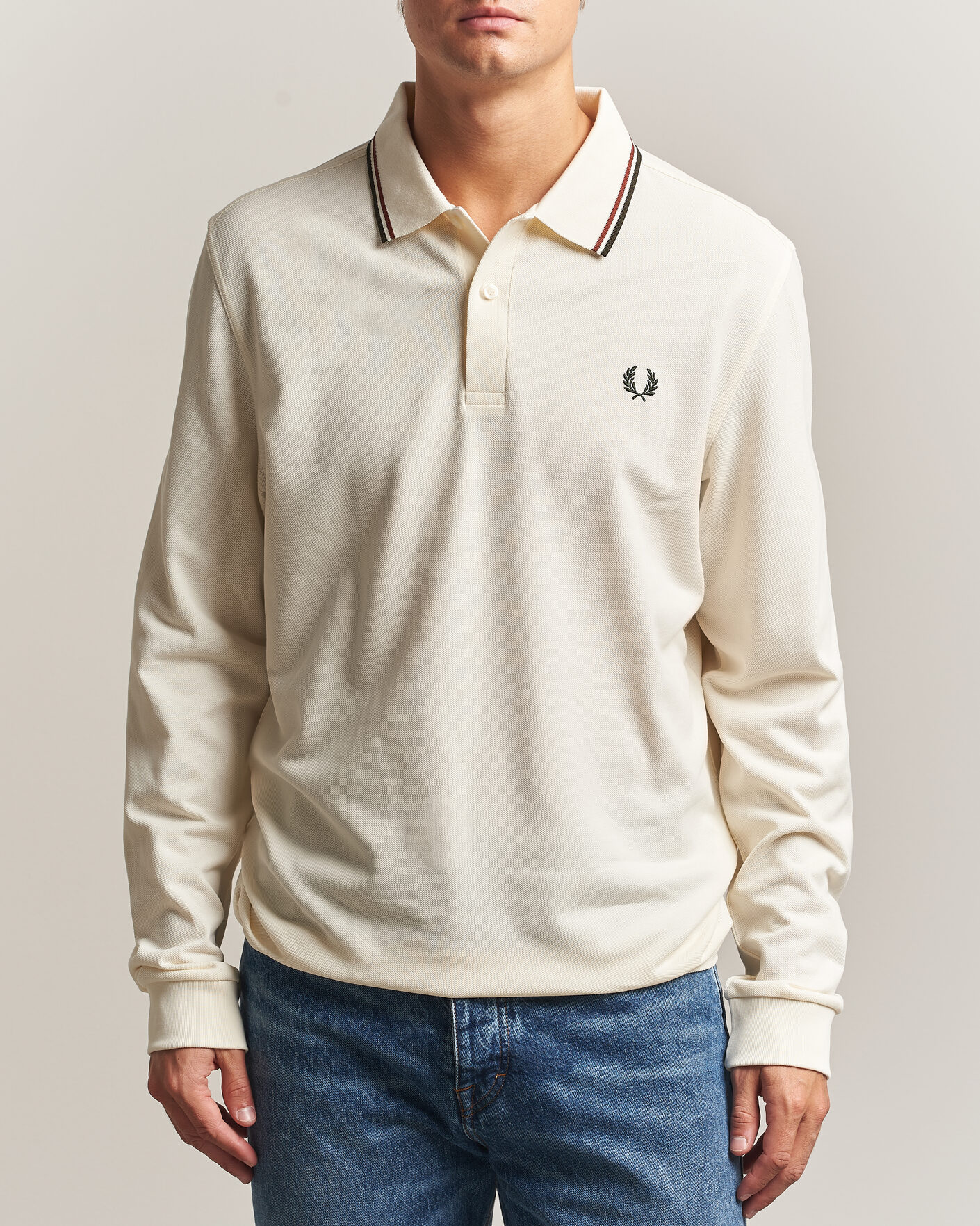 Mies | Pikeet | Fred Perry | Twin Tipped Long Sleeve Polo Shirt Ecru