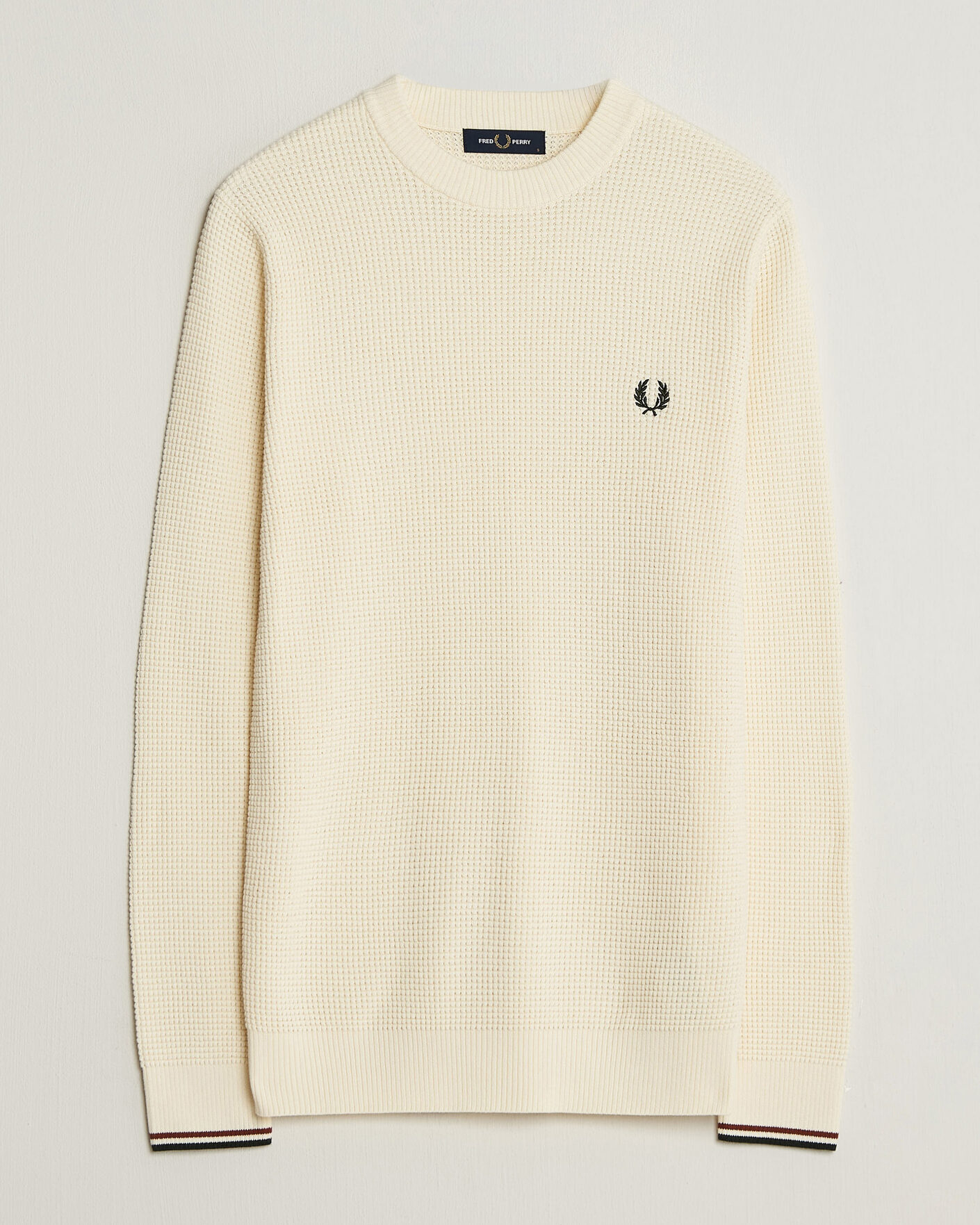 Mies | Puserot | Fred Perry | Waffle Stitch Jumper Ecru