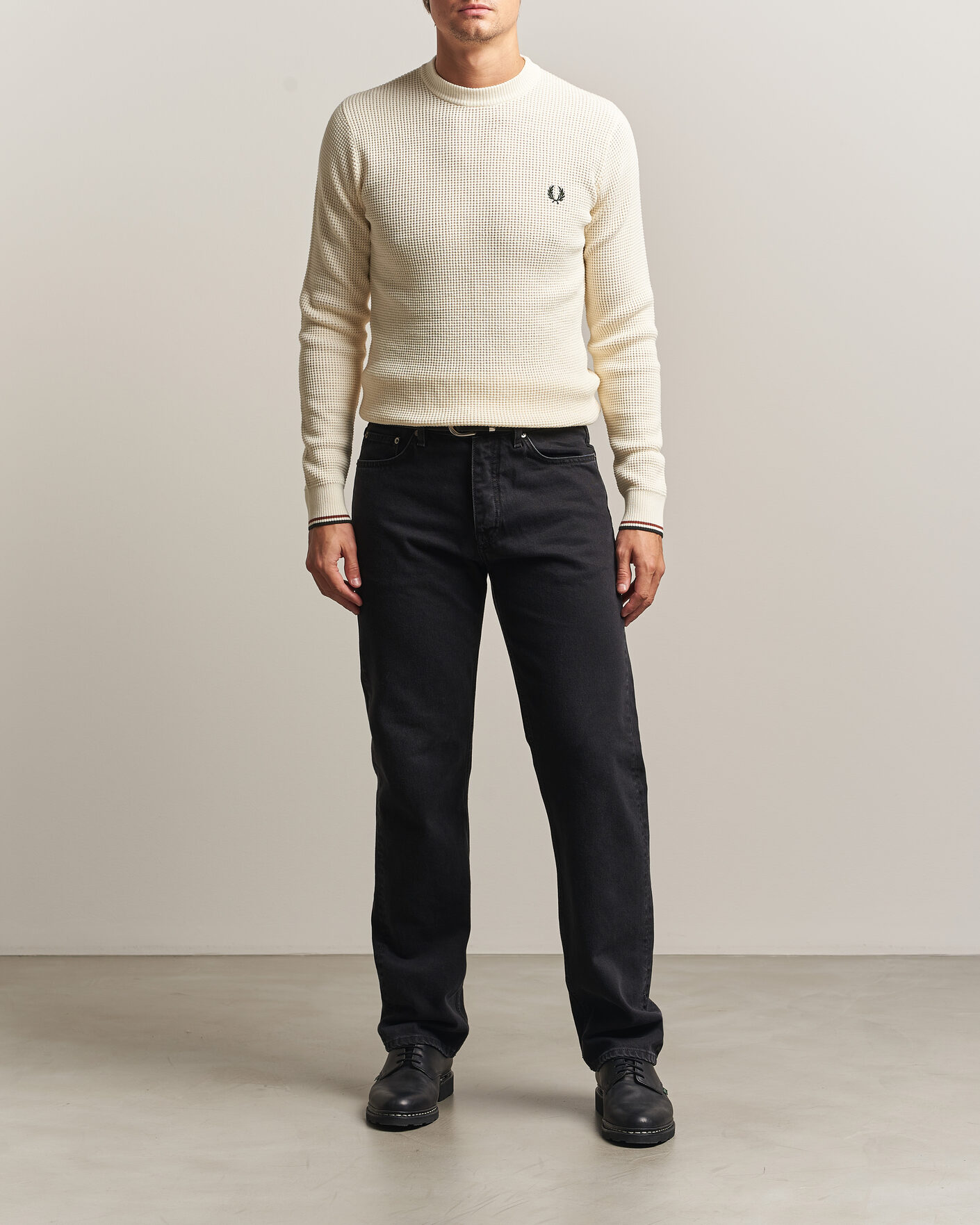 Mies | Puserot | Fred Perry | Waffle Stitch Jumper Ecru