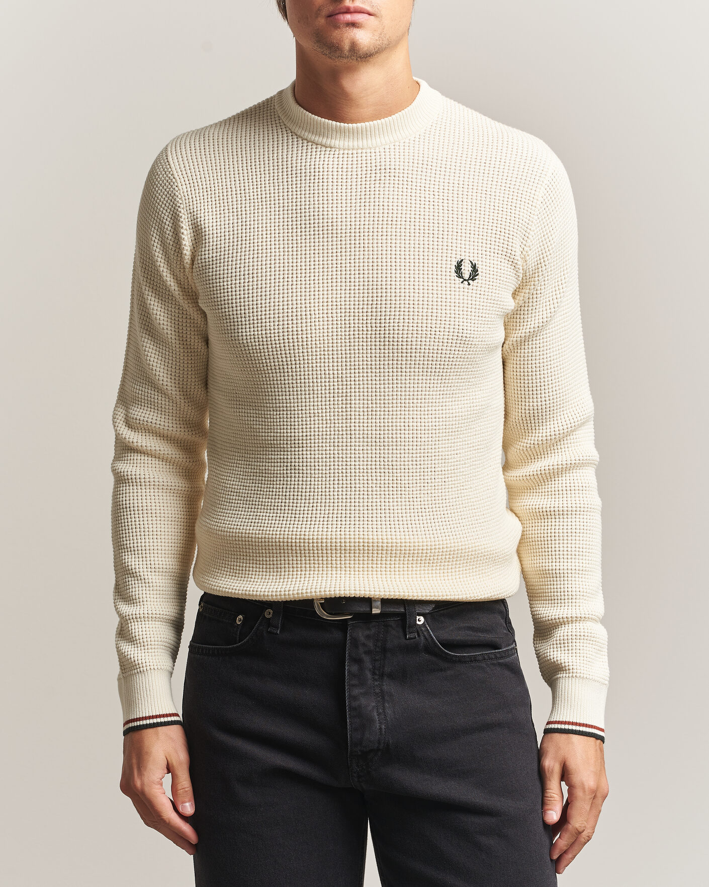 Mies | Puserot | Fred Perry | Waffle Stitch Jumper Ecru