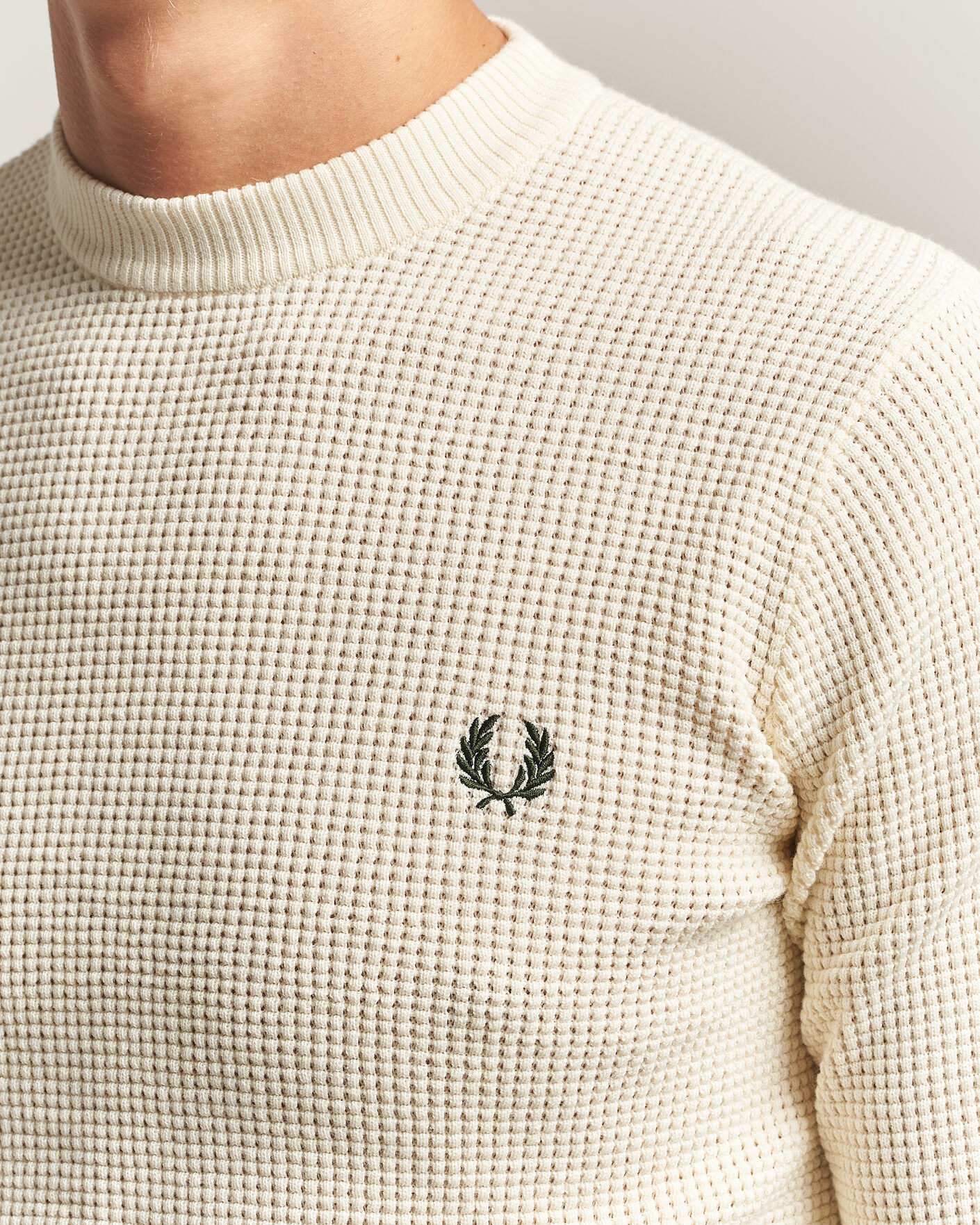 Mies | Puserot | Fred Perry | Waffle Stitch Jumper Ecru