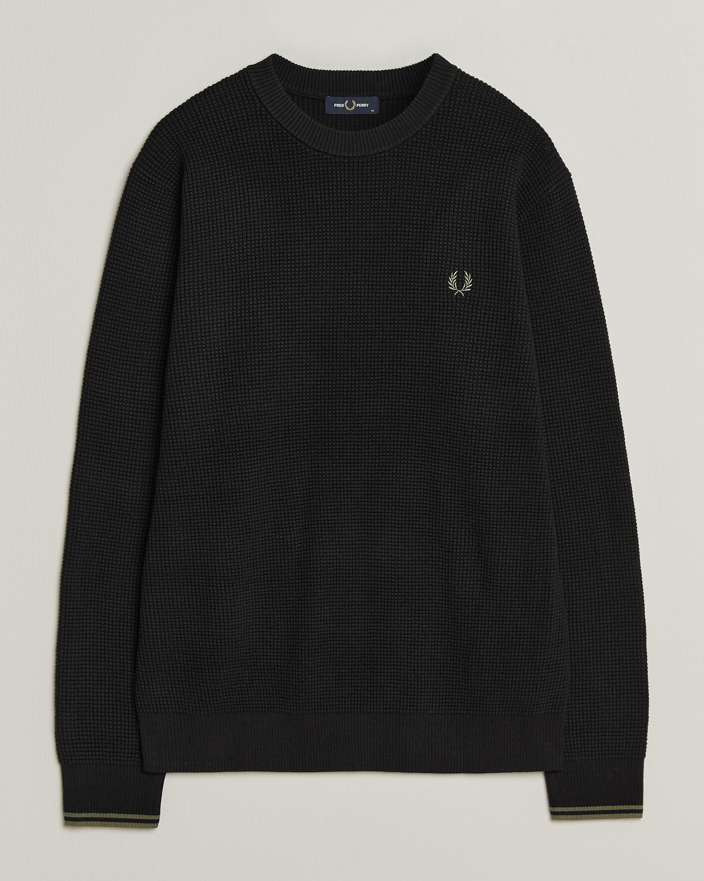 Mies | Puserot | Fred Perry | Waffle Stitch Jumper Black