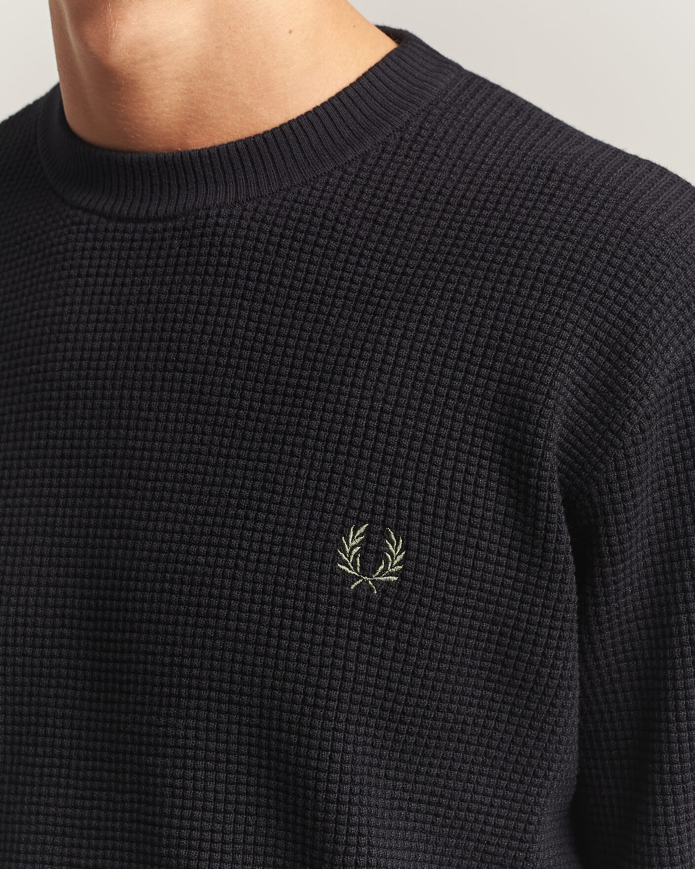 Mies | Puserot | Fred Perry | Waffle Stitch Jumper Black