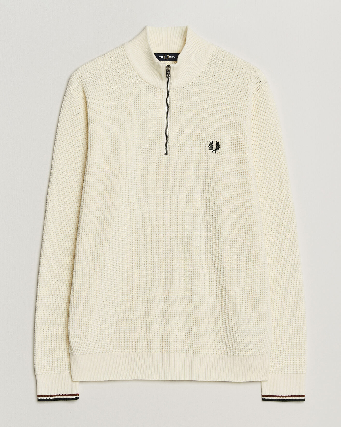 Mies | Puserot | Fred Perry | Waffle Stitch Half Zip Ecru