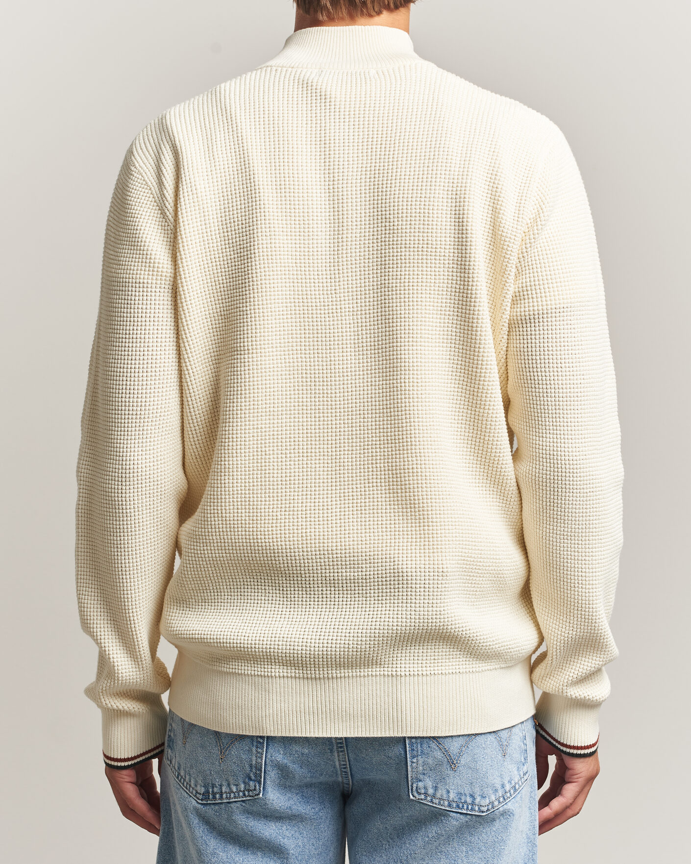 Mies | Puserot | Fred Perry | Waffle Stitch Half Zip Ecru