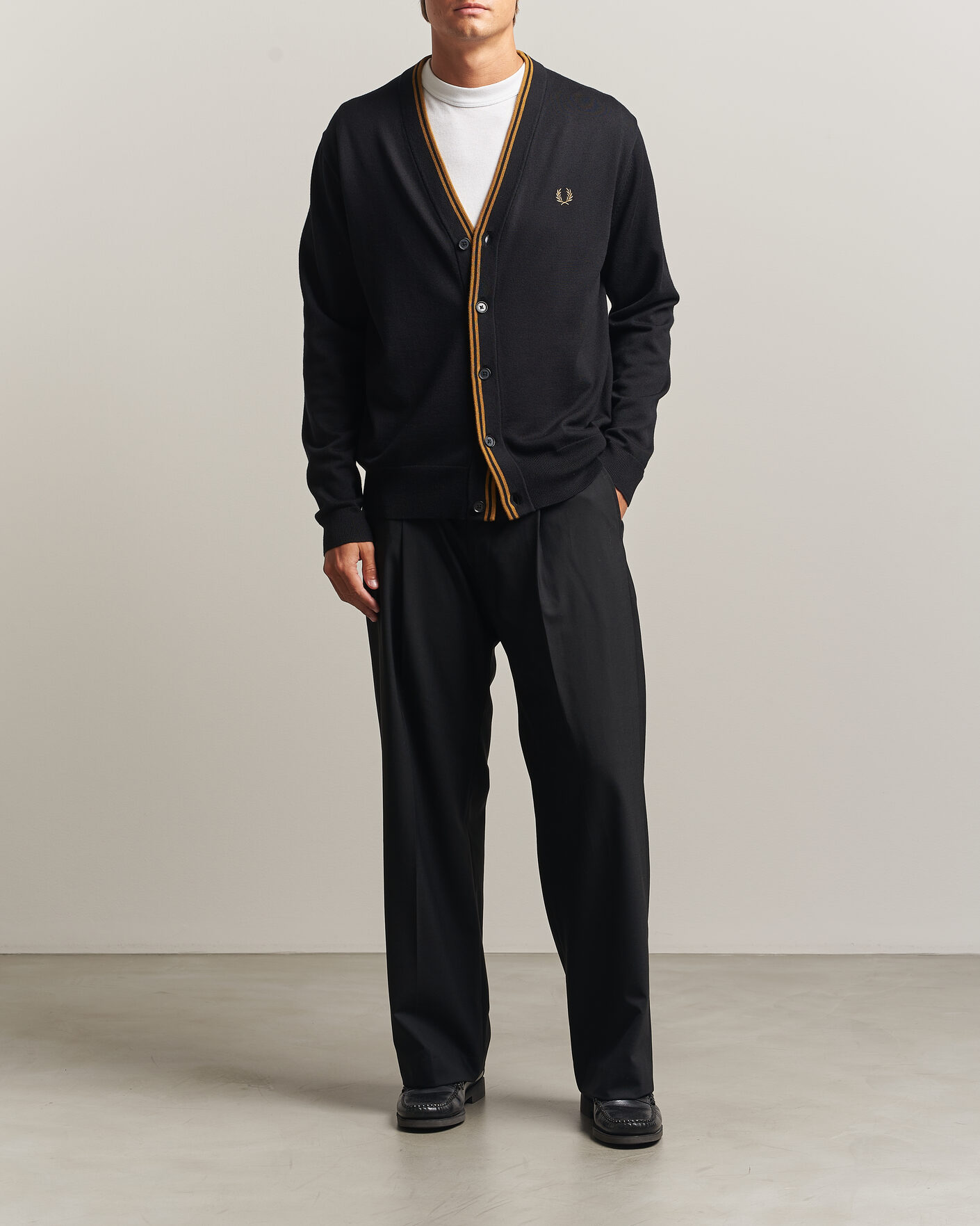 Mies | Puserot | Fred Perry | Classic Knitted Cardigan Black