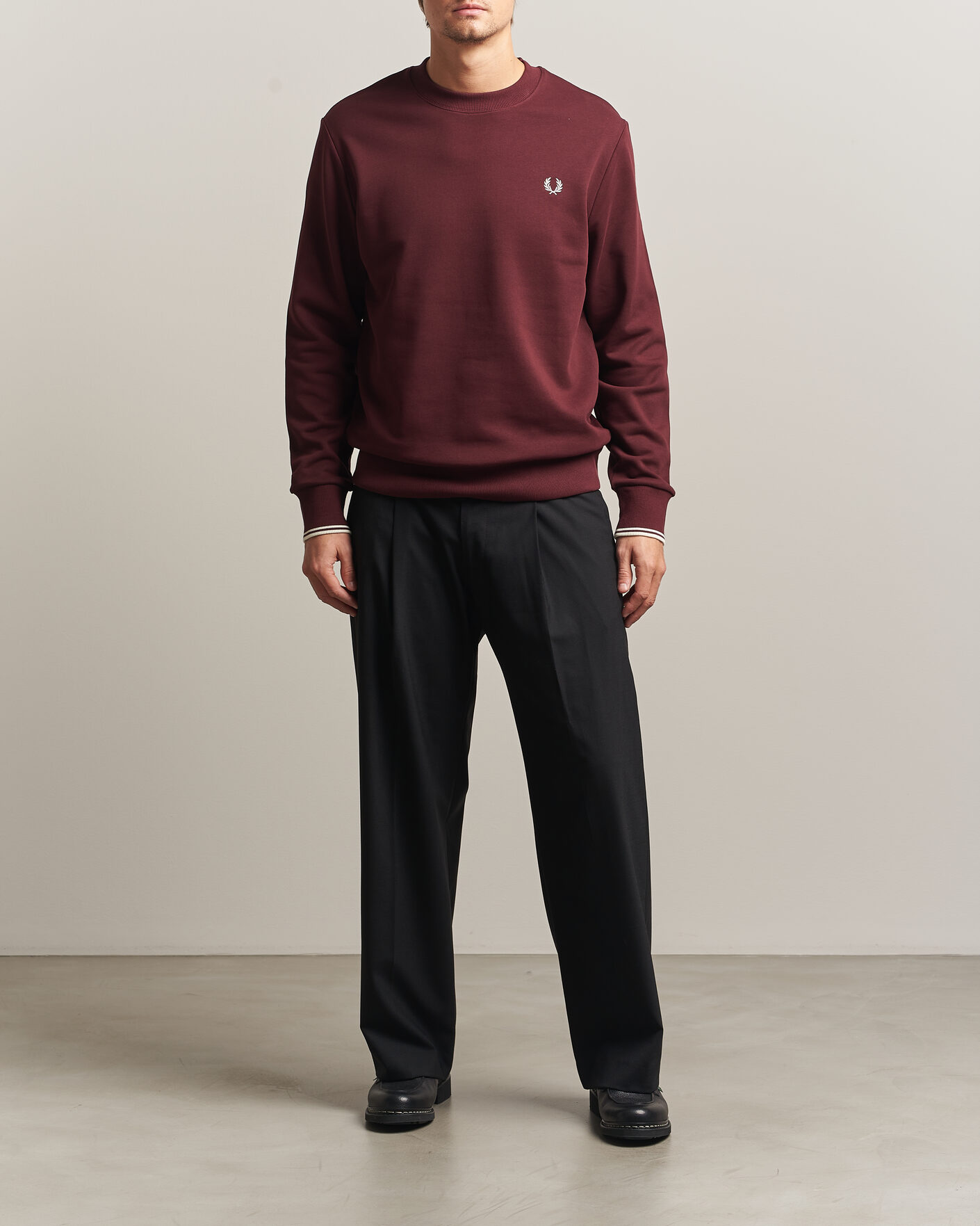 Mies | Puserot | Fred Perry | Crew Neck Sweatshirt Oxblood