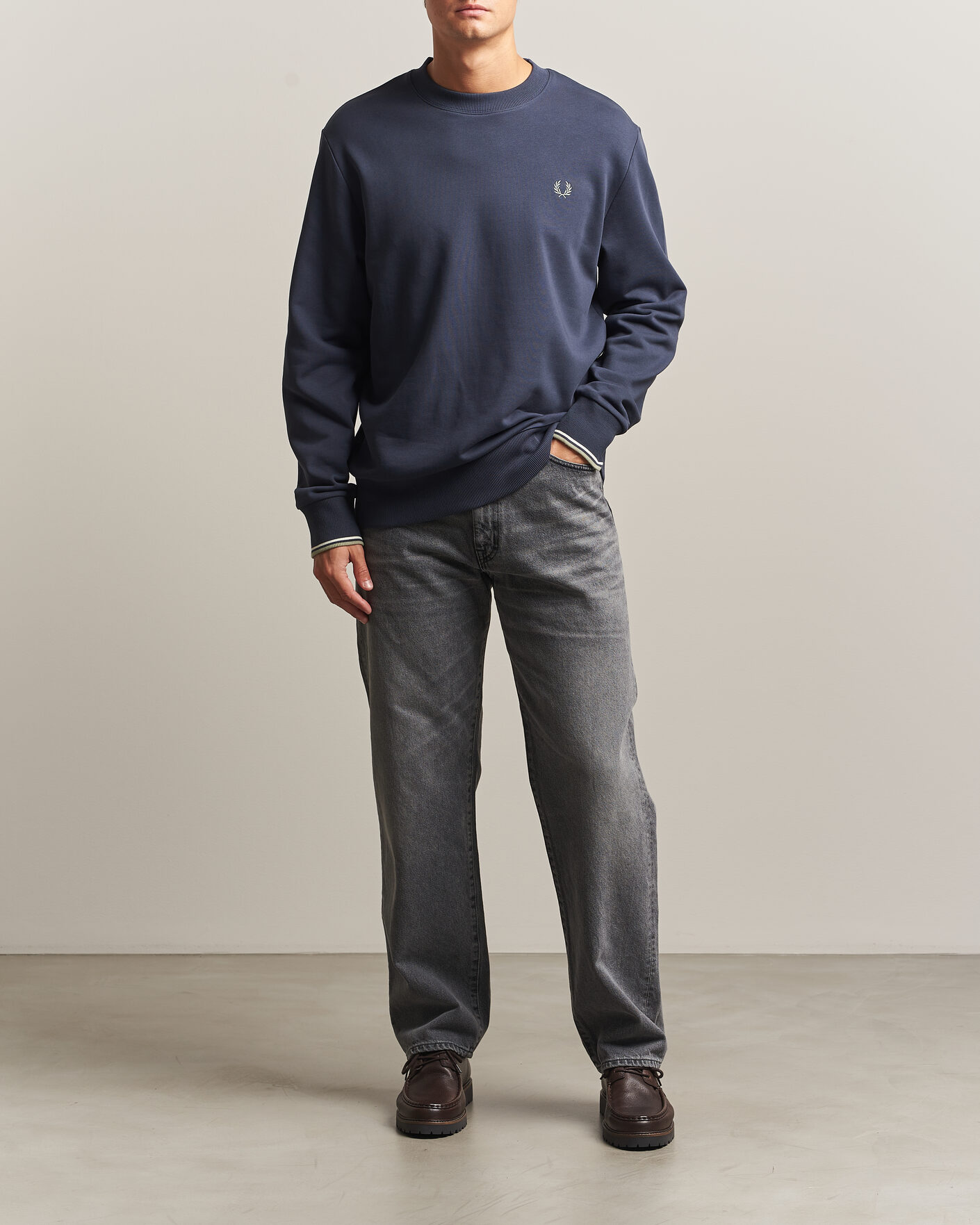 Mies | Puserot | Fred Perry | Crew Neck Sweatshirt Dark Airforce
