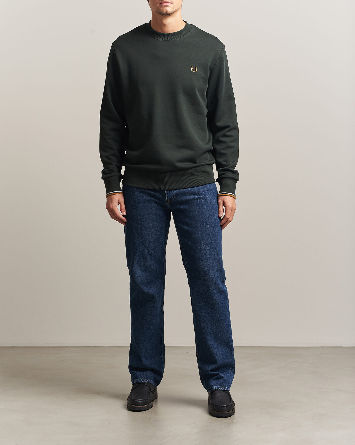 Mies | Puserot | Fred Perry | Crew Neck Sweatshirt Night Green