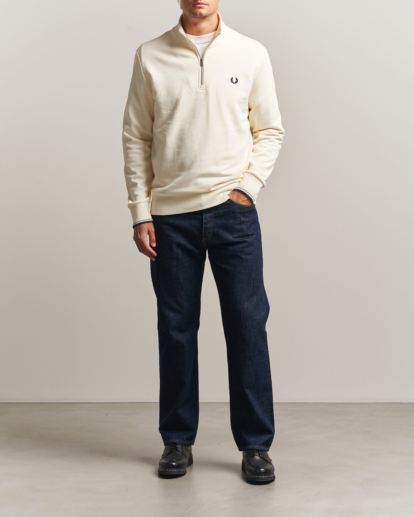 Mies | Puserot | Fred Perry | Half Zip Sweatshirt Ecru