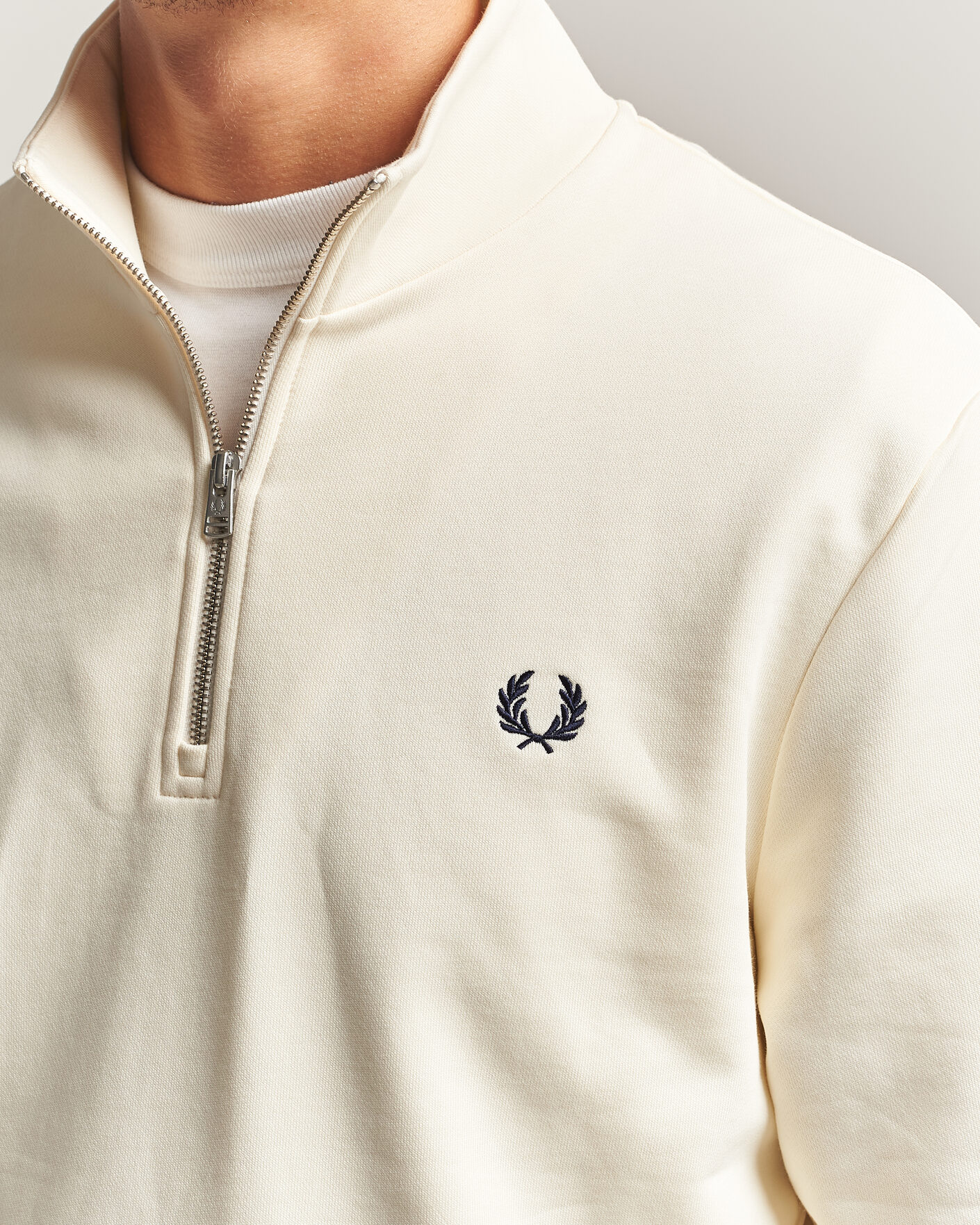 Mies | Puserot | Fred Perry | Half Zip Sweatshirt Ecru