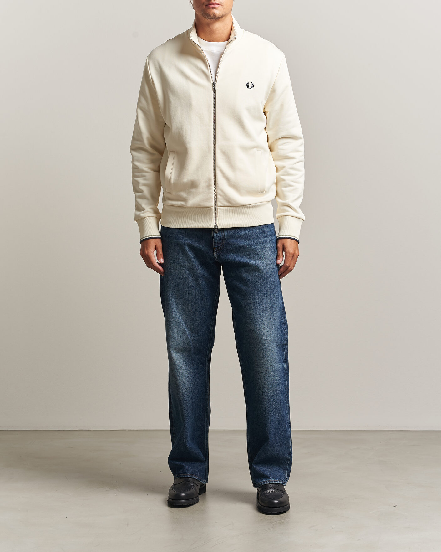 Mies | Puserot | Fred Perry | Full Zip Sweatshirt Ecru