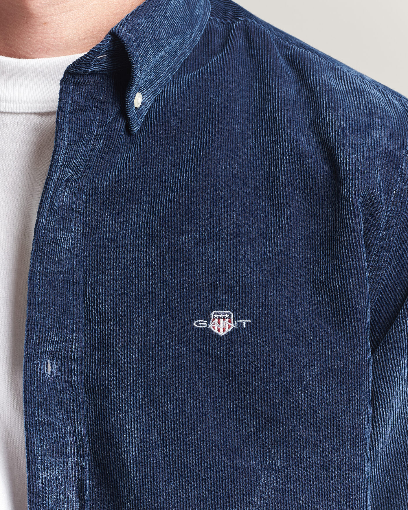 Mies | Kauluspaidat | Gant | Indigo Corduroy Shirt Dark Blue