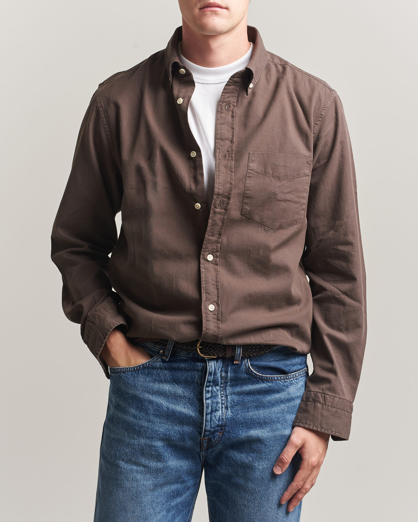 Mies | Kauluspaidat | Gant | Regular Fit Garment Dyed Twill Shirt Shadow Brown