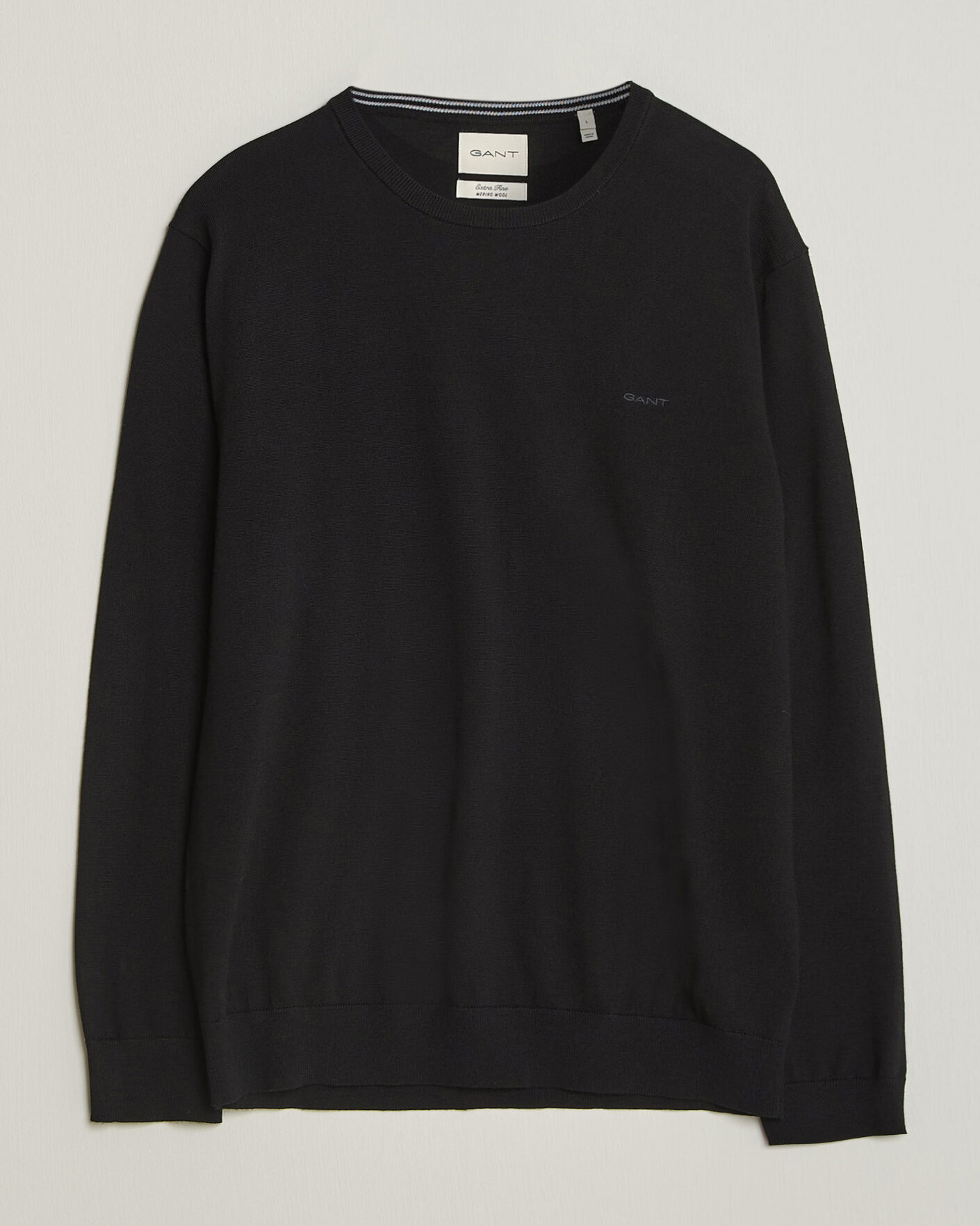 Mies | Puserot | Gant | Extrafine Merino Knitted Crew Neck Black