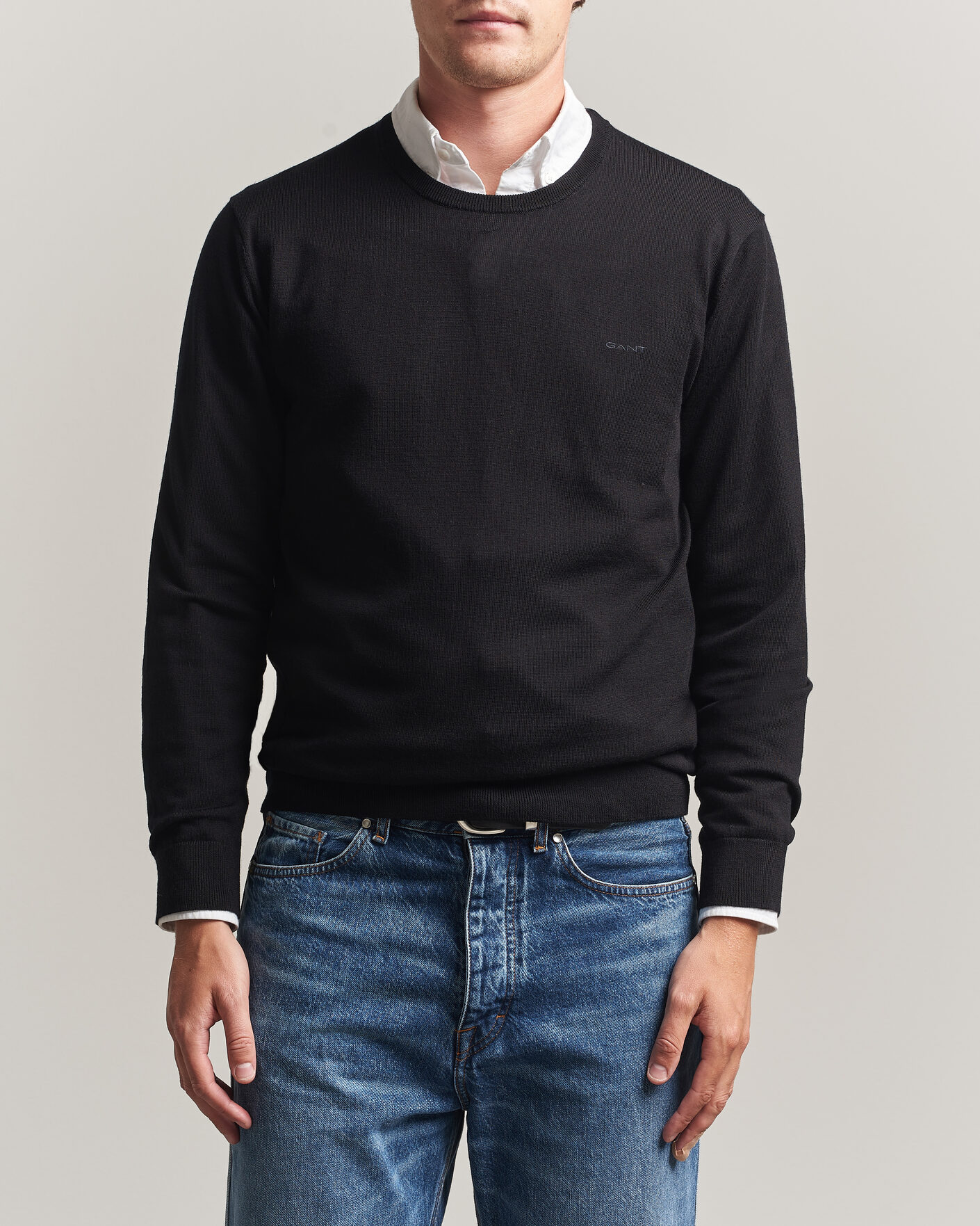 Mies | Puserot | Gant | Extrafine Merino Knitted Crew Neck Black