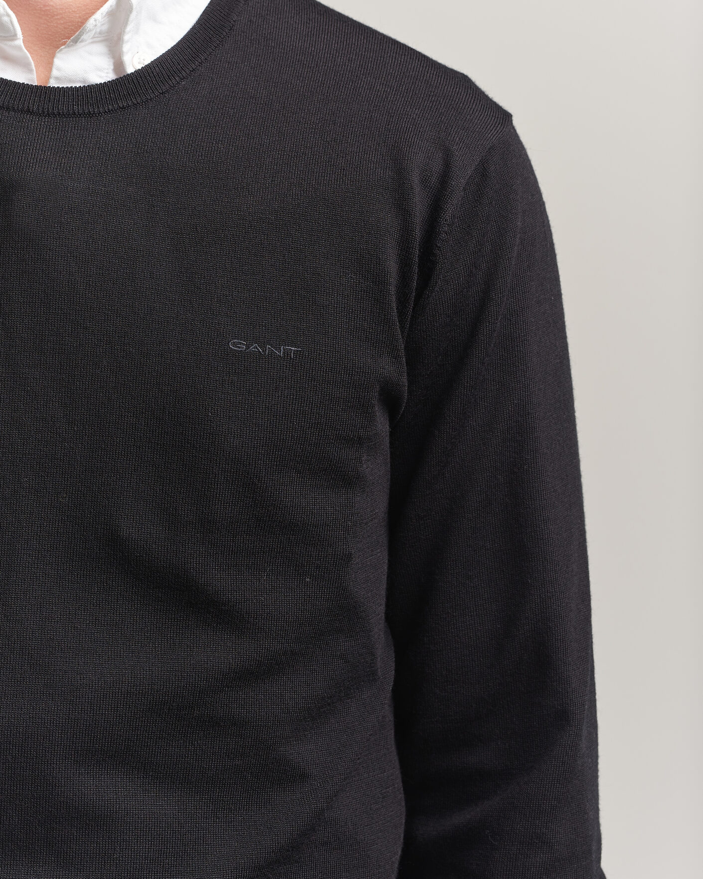 Mies | Puserot | Gant | Extrafine Merino Knitted Crew Neck Black